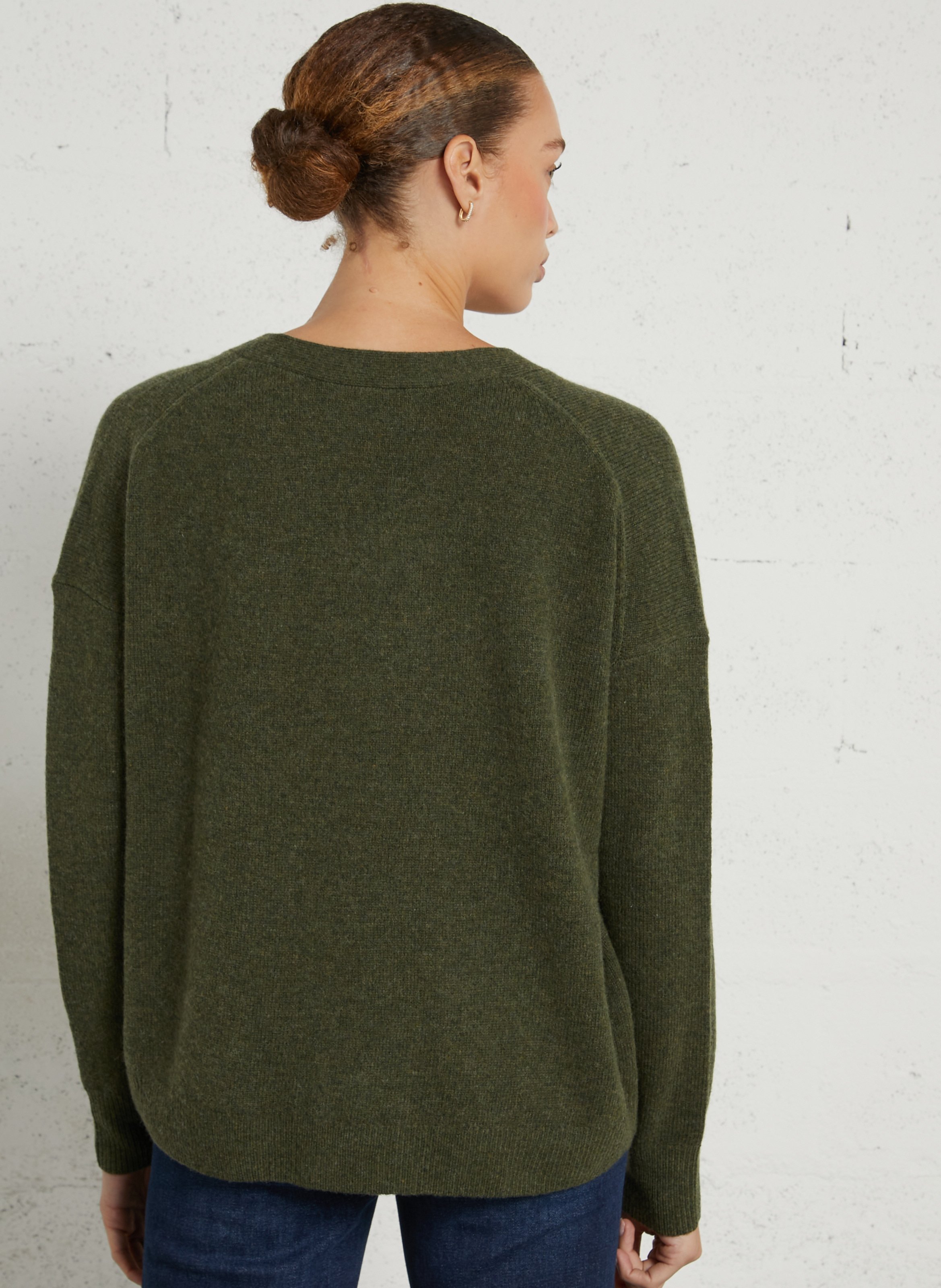 Oversized V-neck wool blend vest JC SOPHIE Green