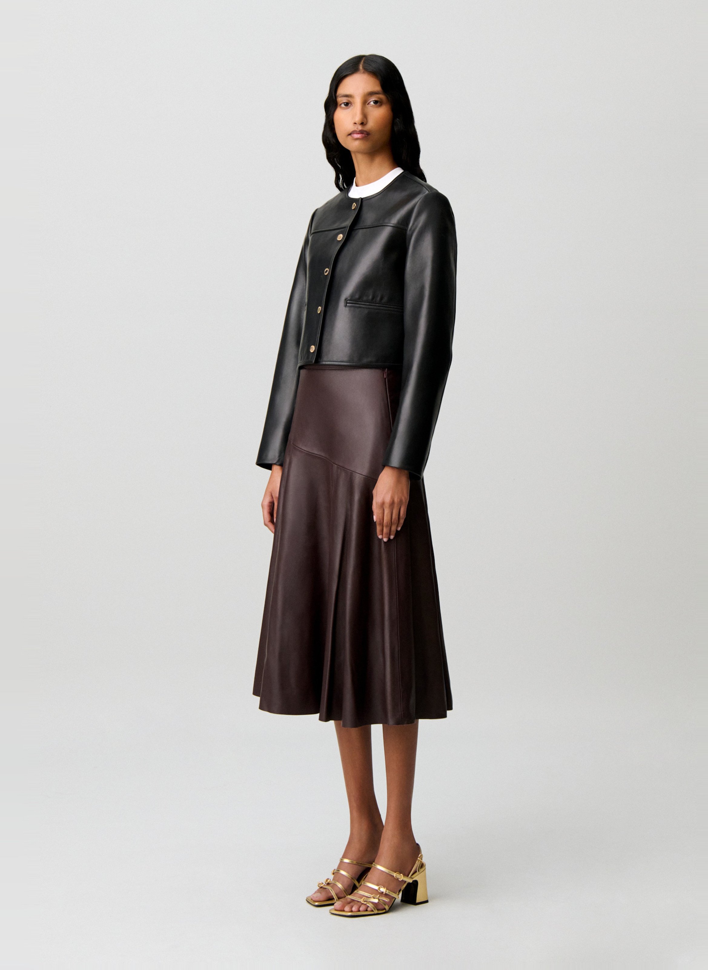 Gerade geschnittene Lederjacke CLAUDIE PIERLOT Schwarz