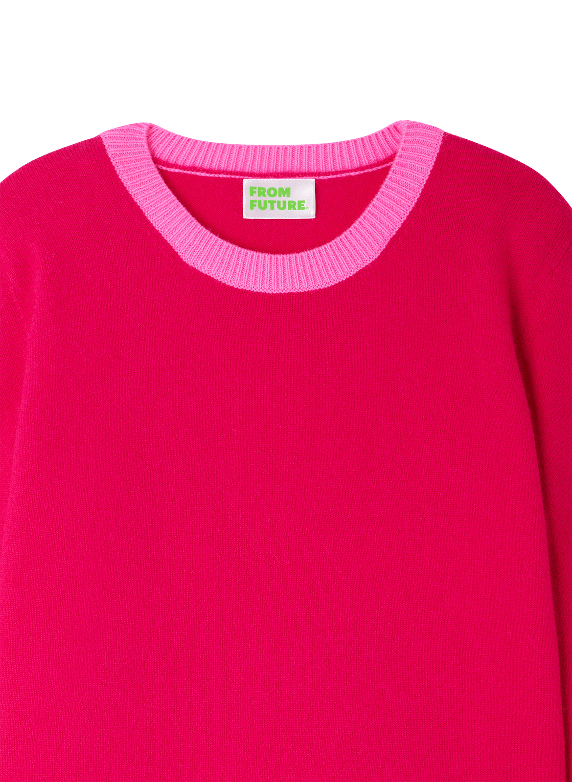 Pull col rond uni en cachemire FROM FUTURE Rose