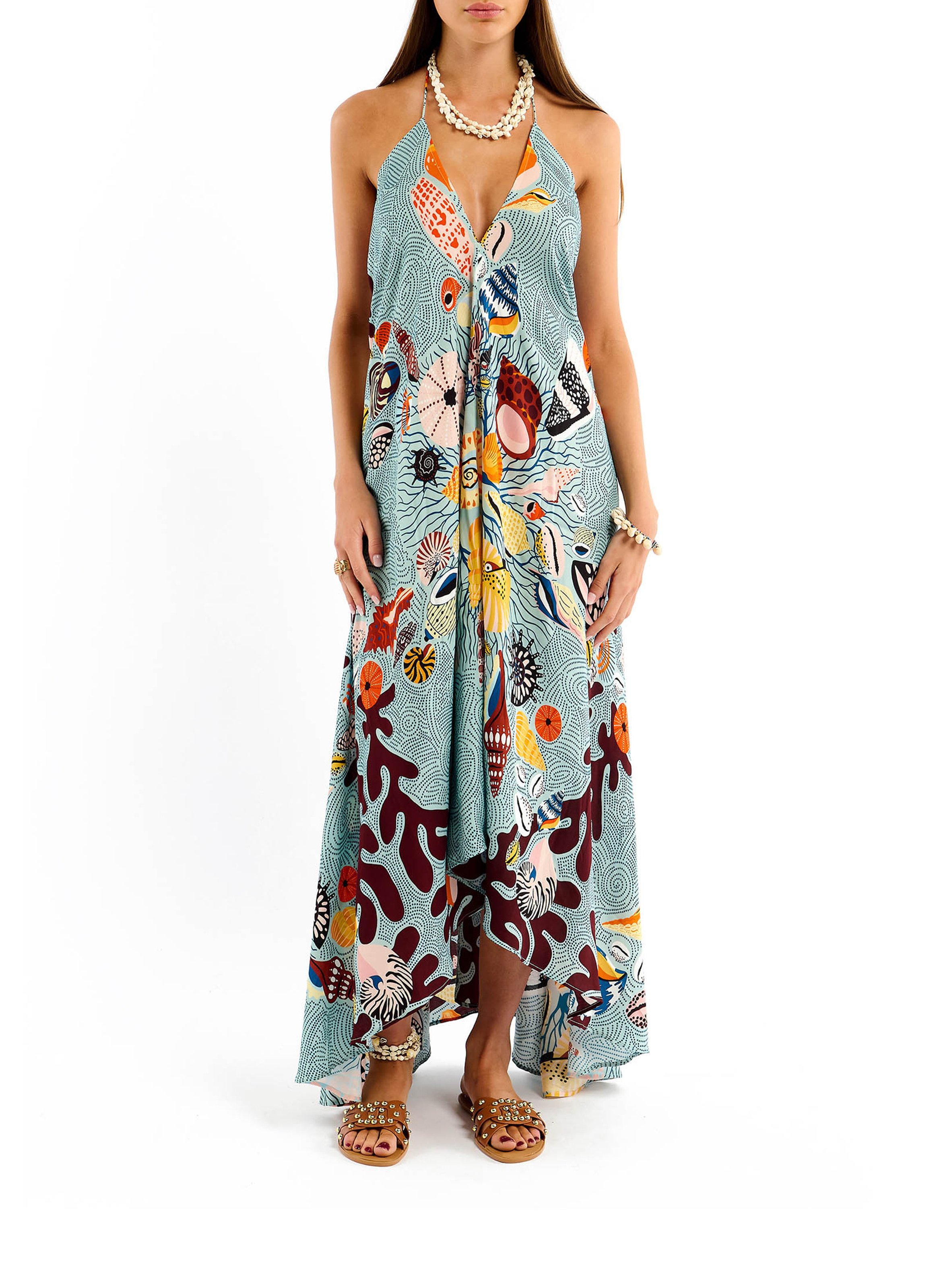 Weites, asymmetrisches Maxikleid WILD Blau