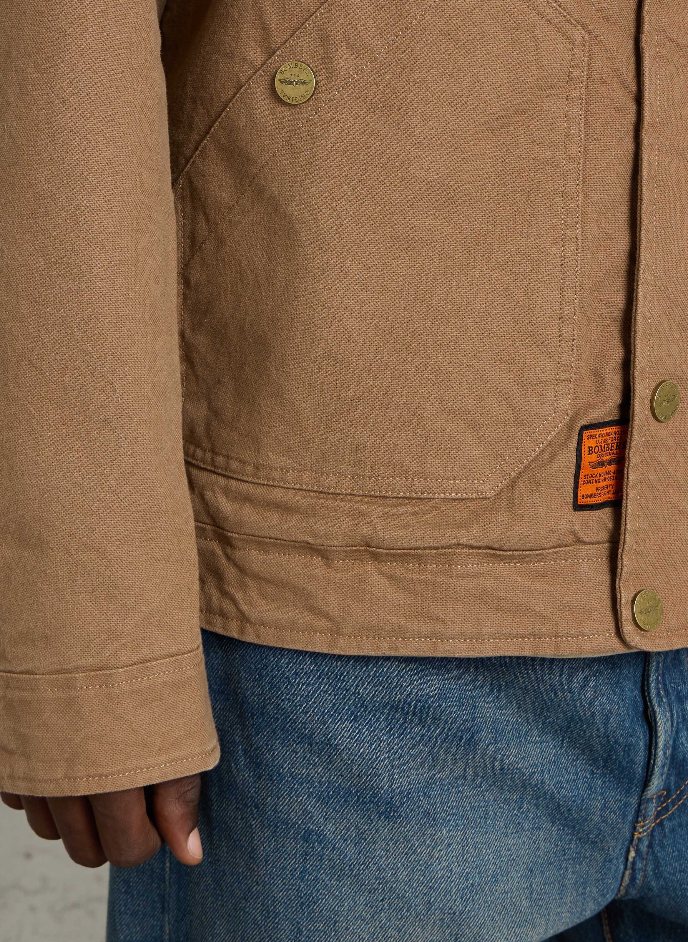 Blouson droit uni en coton BOMBERS ORIGINAL Marron