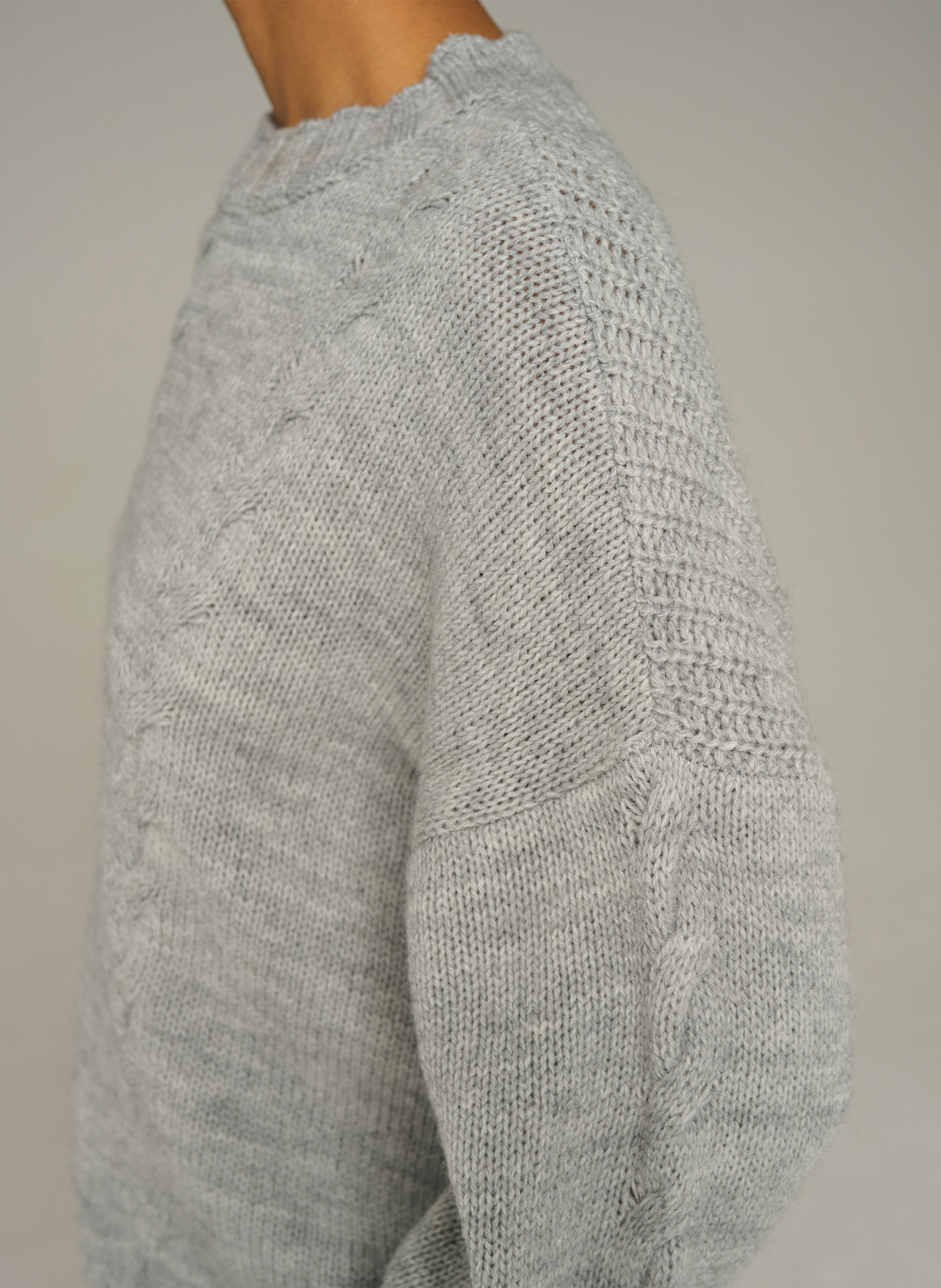 Pull col rond ample en laine | Gris COTELAC ACOTE Femme