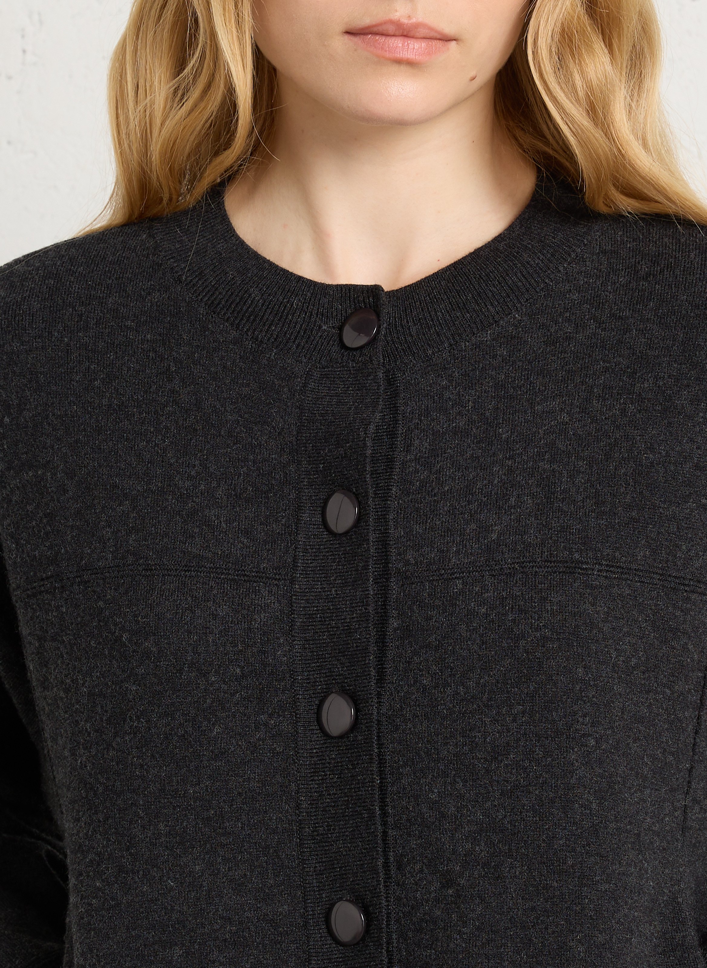 Plain oversized buttoned cardigan DES PETITS HAUTS Grey