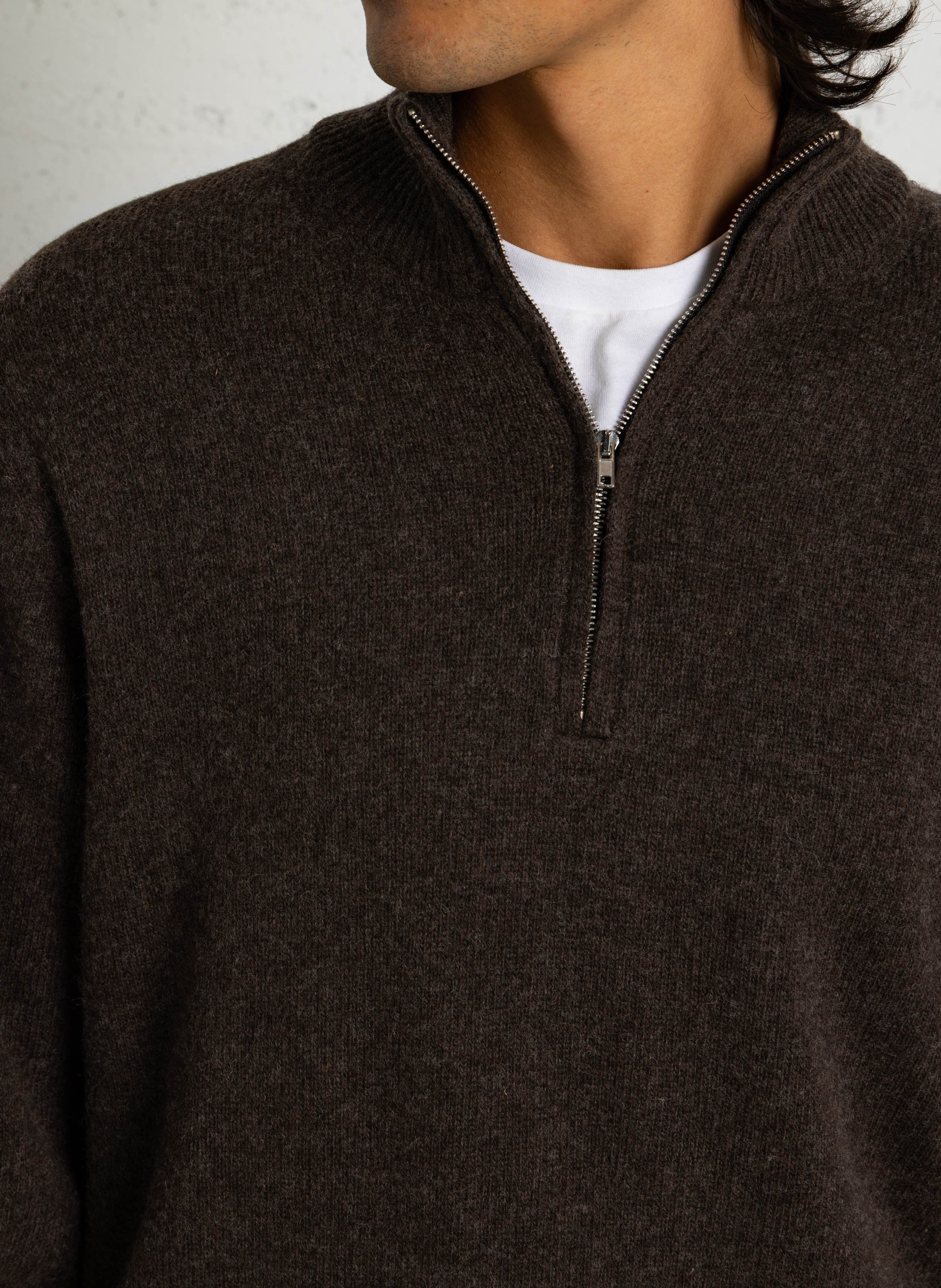 Pull droit col montant en laine mélangée CASUAL FRIDAY Marron