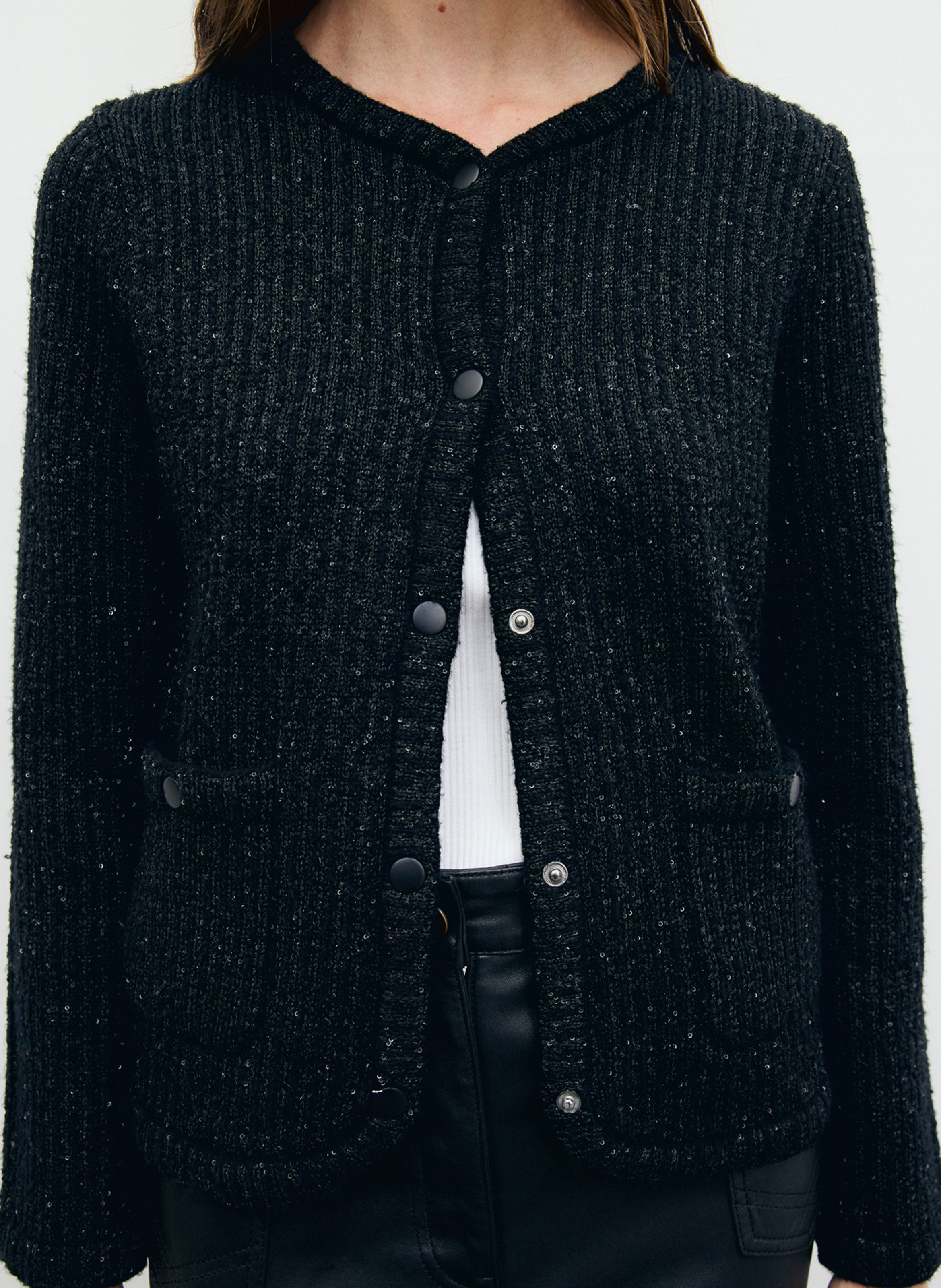 Gilet droit col rond boutonné GERARD DAREL Noir