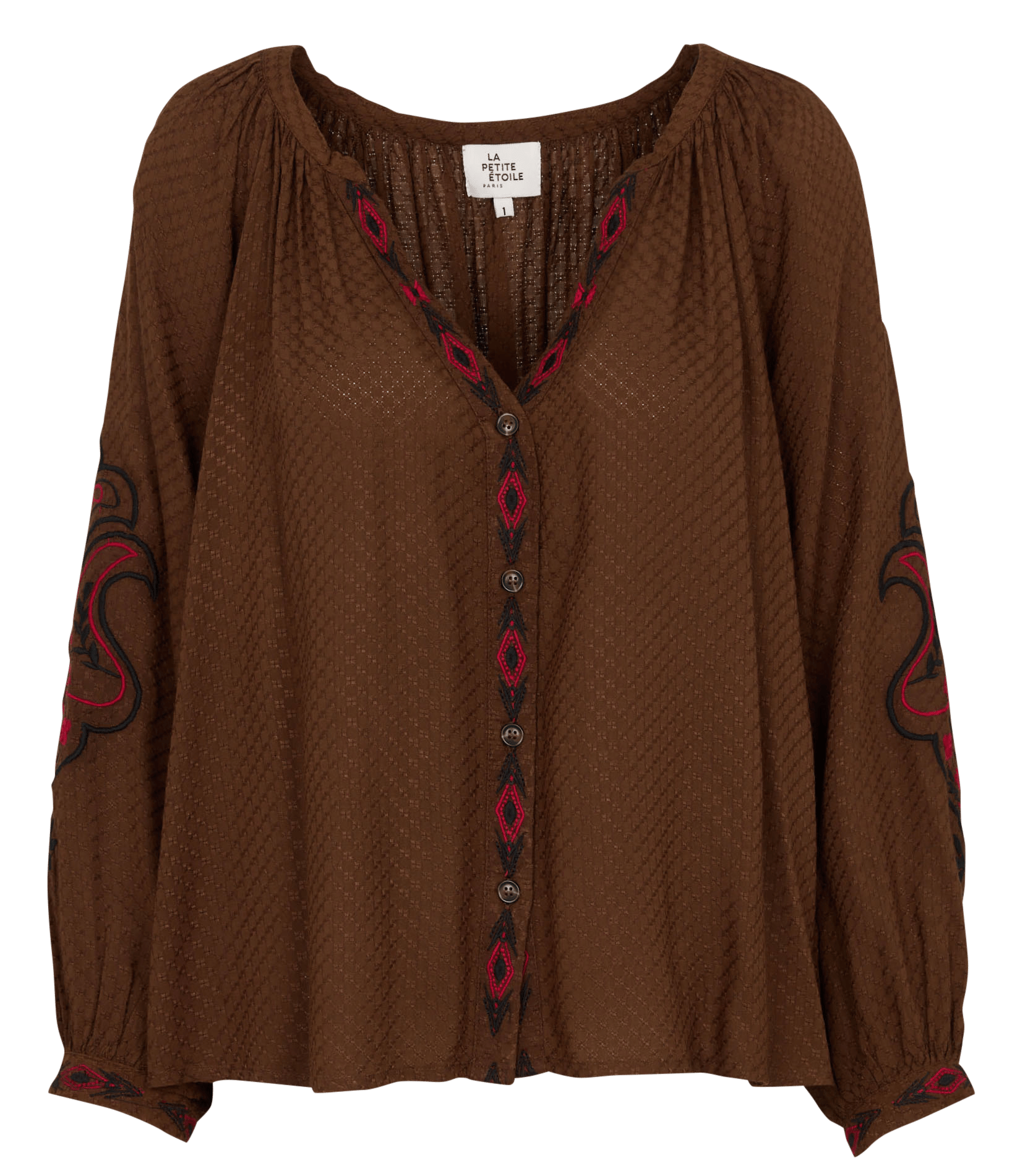 Embroidered blouse with Henley collar LA PETITE ETOILE White