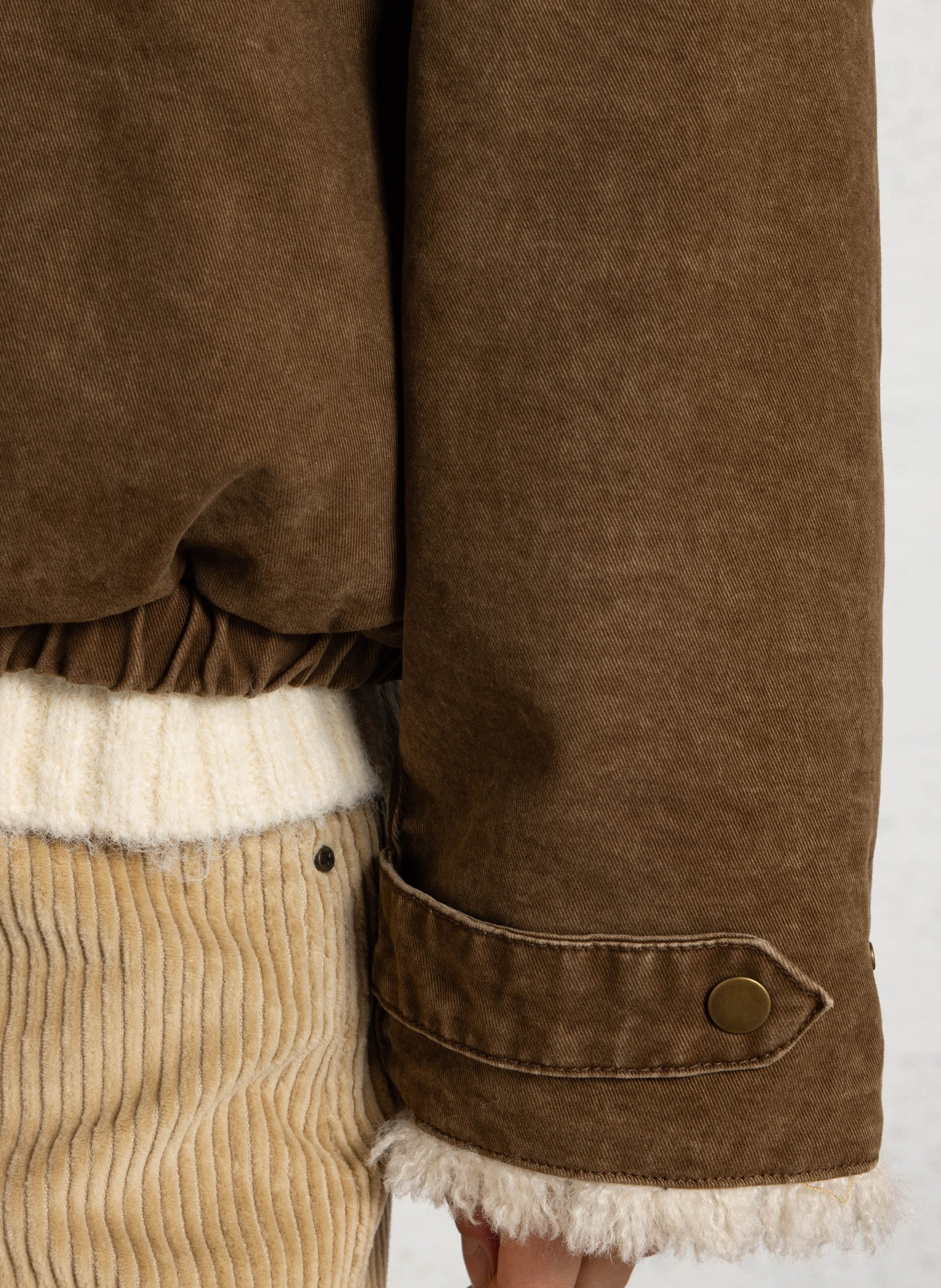 Oversized cotton coat with a faux fur-effect collar LA PETITE ETOILE Brown