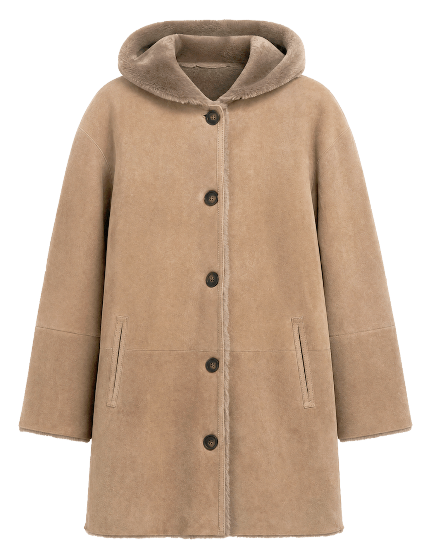 Manteau droit à capuche en cuir GERARD DAREL Marron