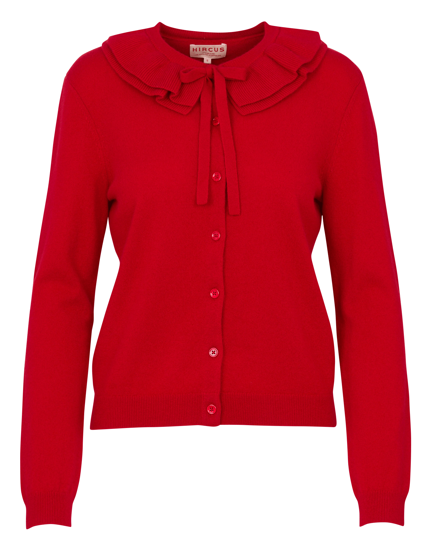 Cardigan dritto con colletto volantato in cashmere HIRCUS Rosso