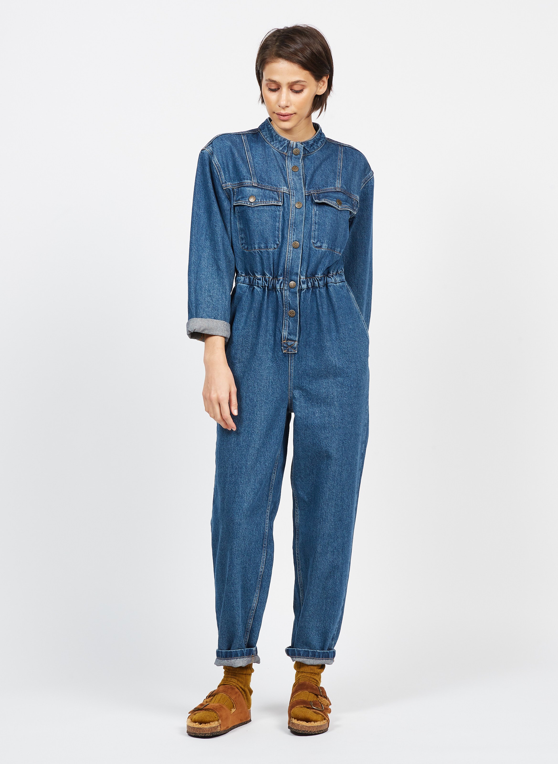 stone denim jumpsuit