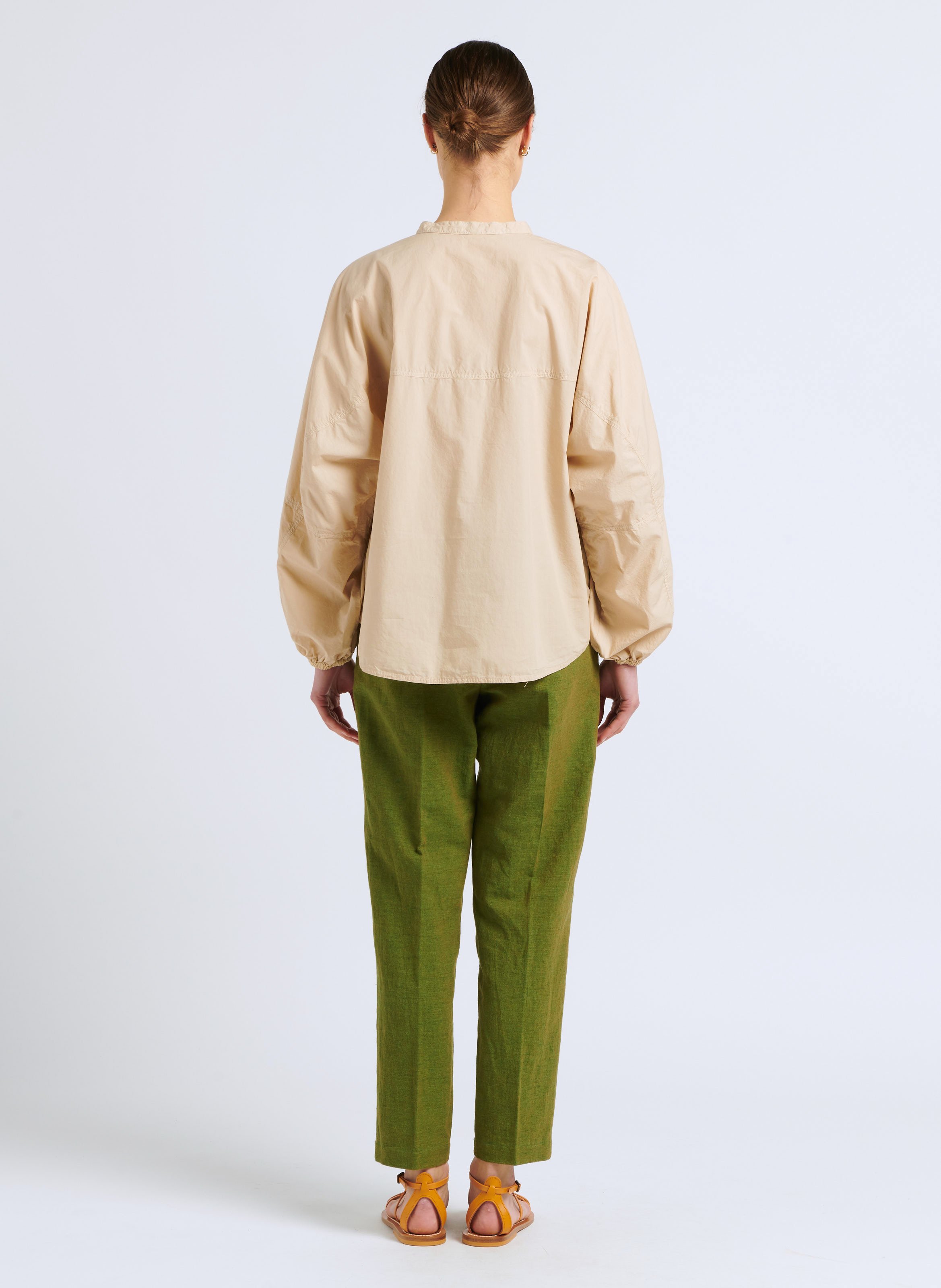 Chemisier à volants en coton et soie POMANDERE Blanc