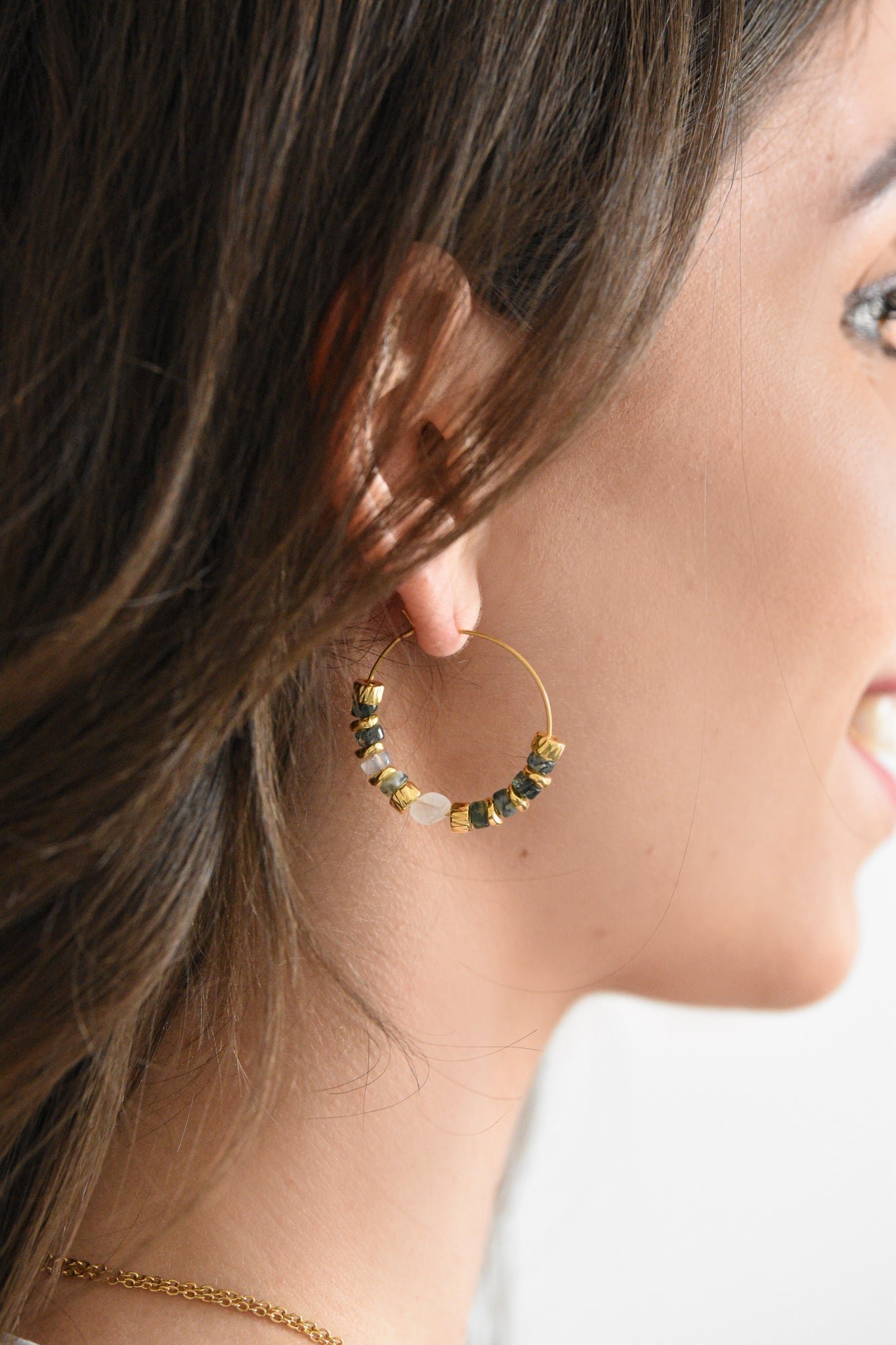 Moss agate earrings GINANDGER Green