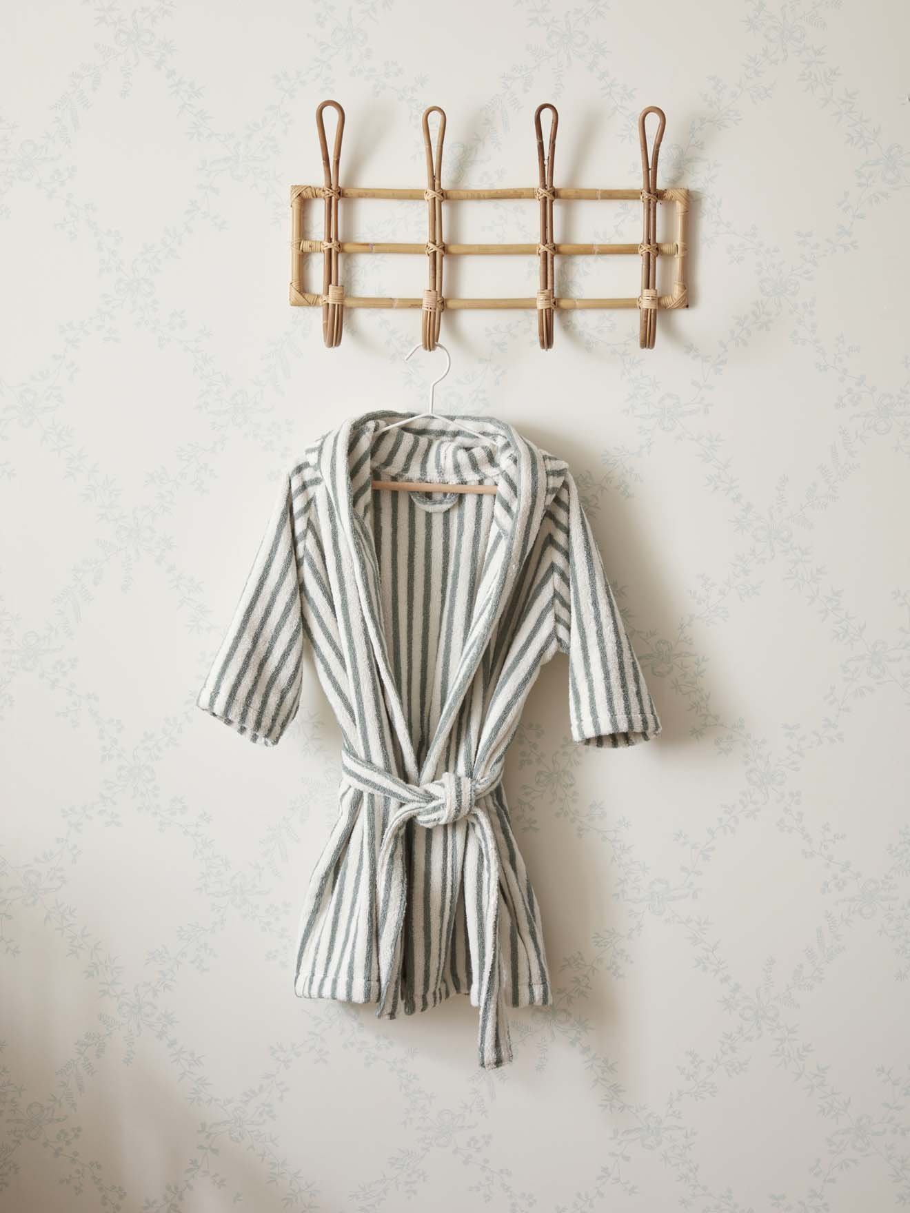 Children's Striped Cotton Bathrobe CYRILLUS Green