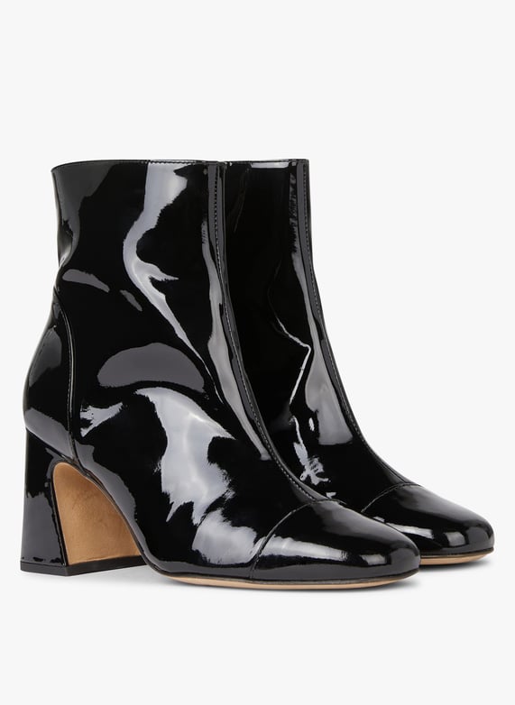 Bottines a talon vernis noir sales