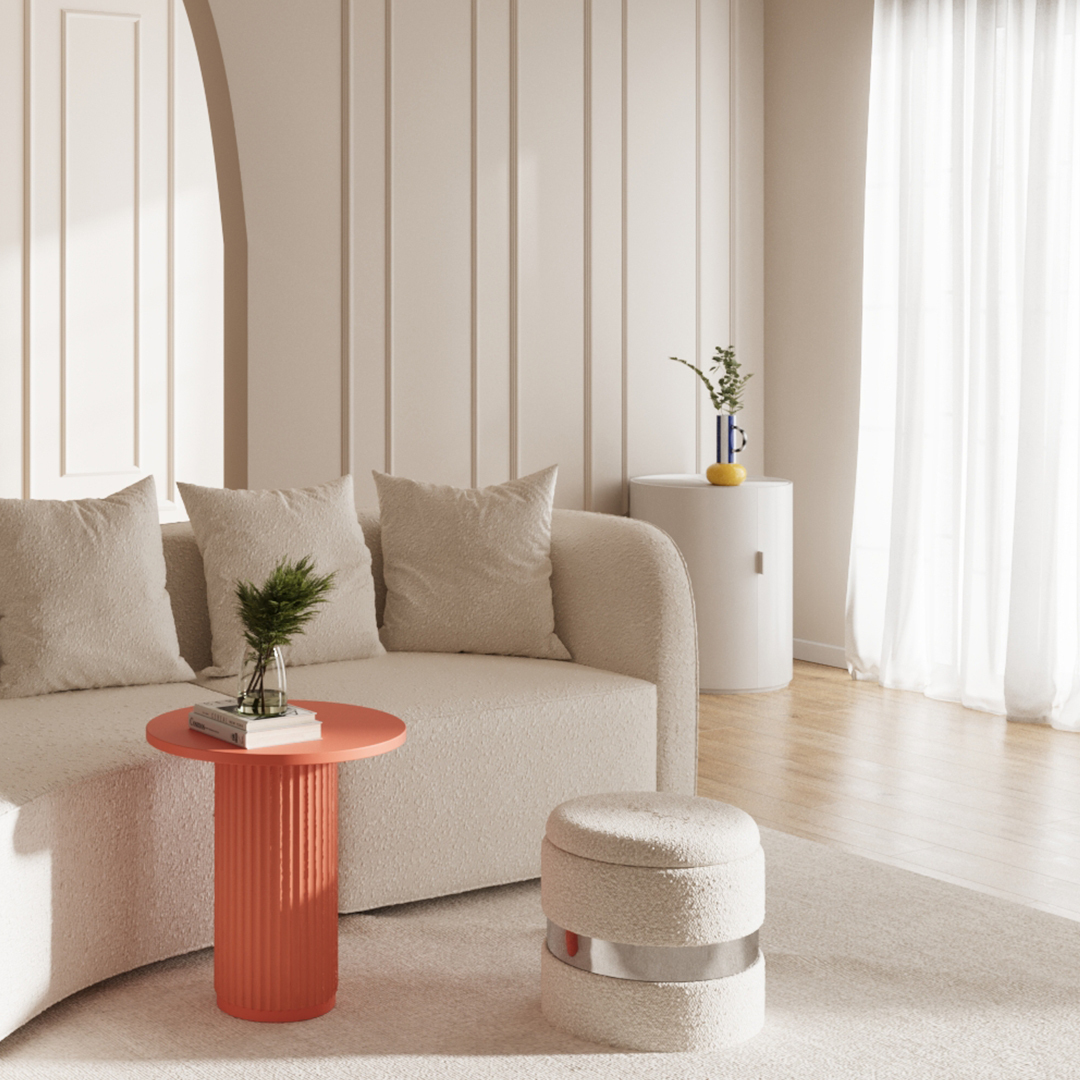 Ribbed round side table POTIRON PARIS Orange