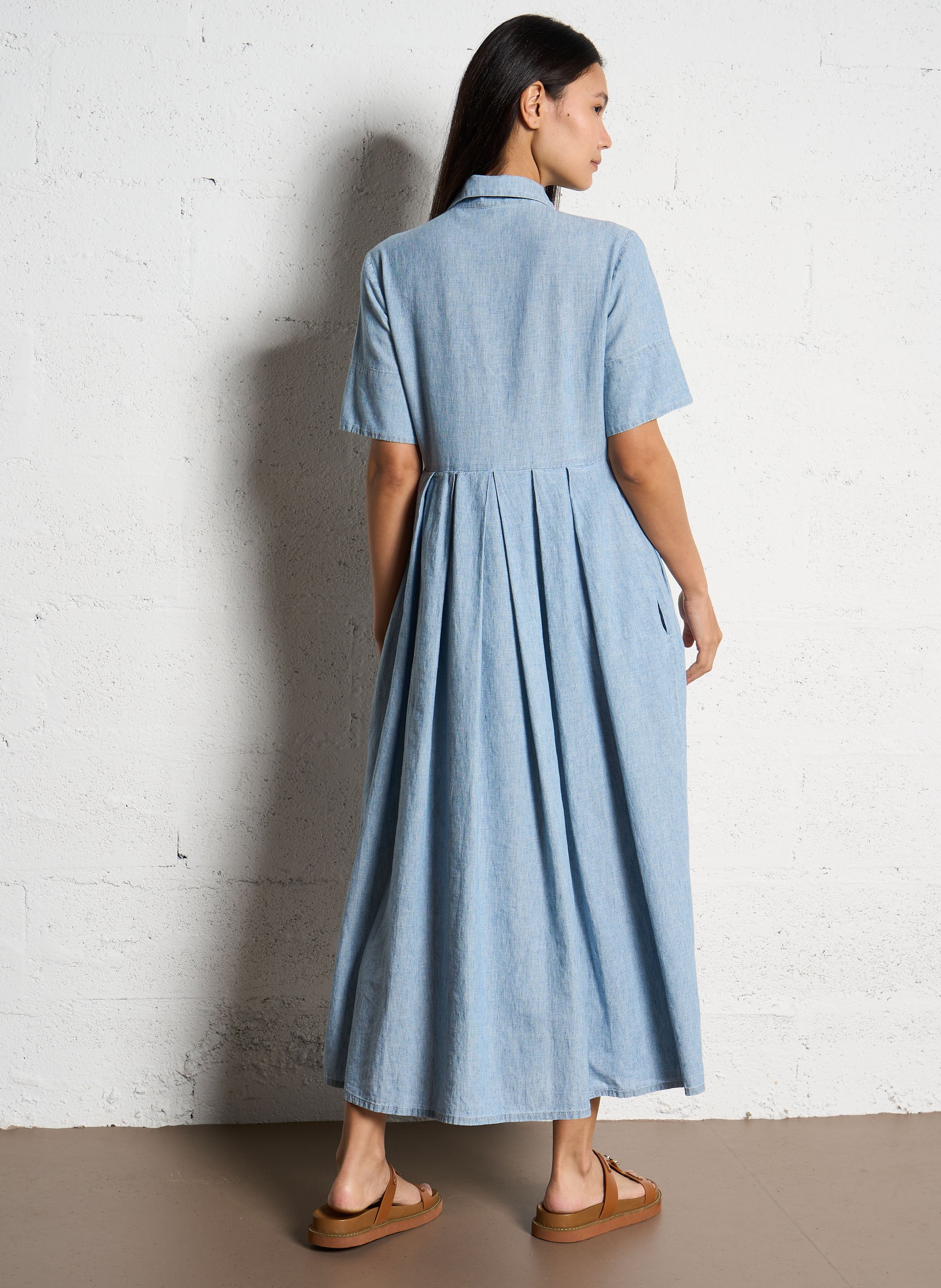 Lange overhemdjurk van linnenmix SUZIE WINKLE Blauw