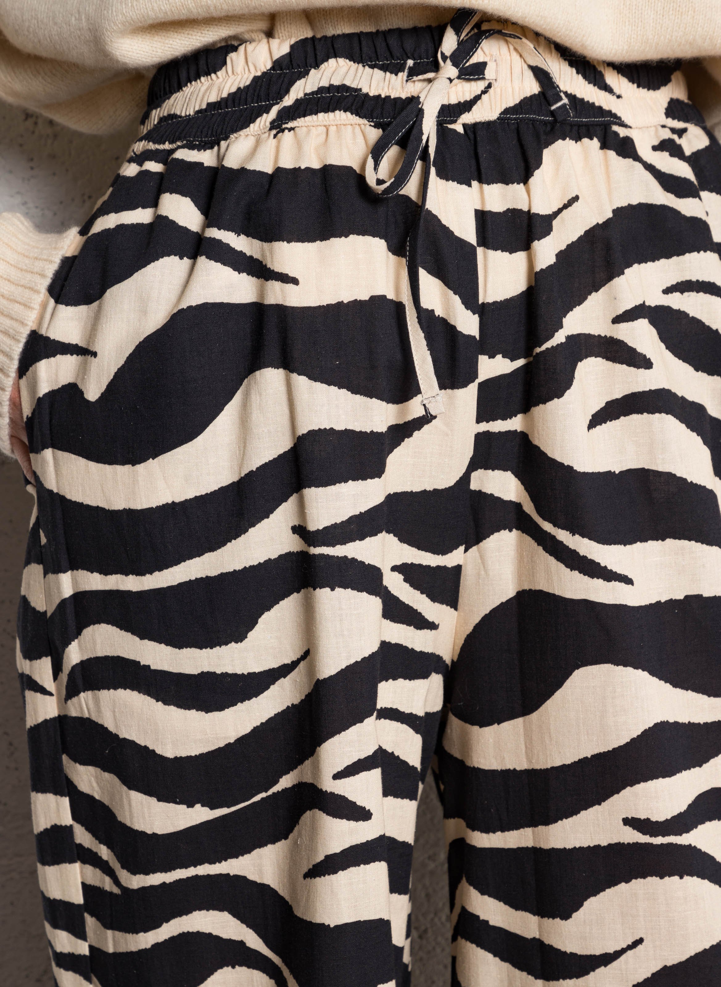 Wijde broek - linnen/katoenblend THE NEW SOCIETY Beige