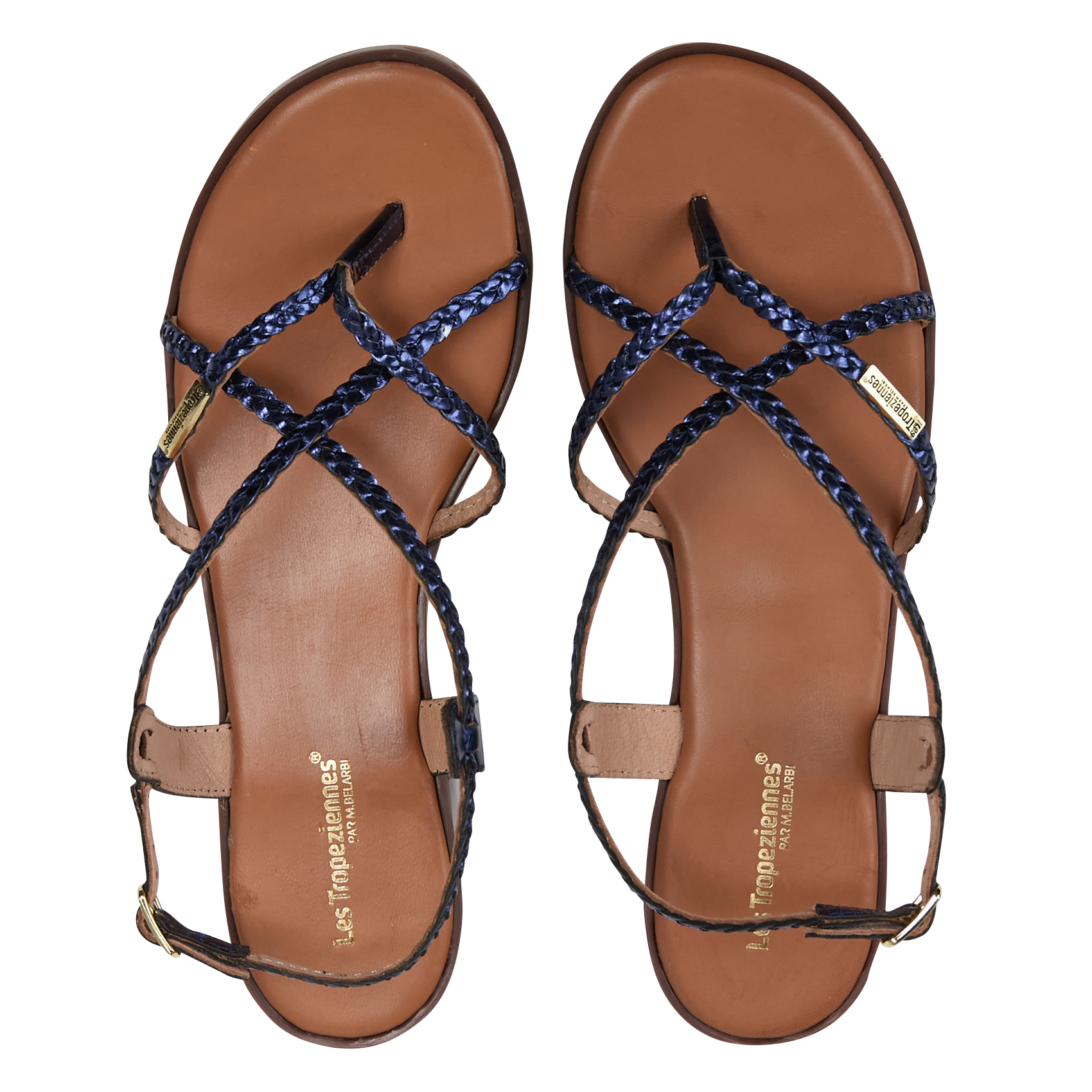 Flat metallic leather sandals LES TROPEZIENNES PAR M.BELARBI Blue