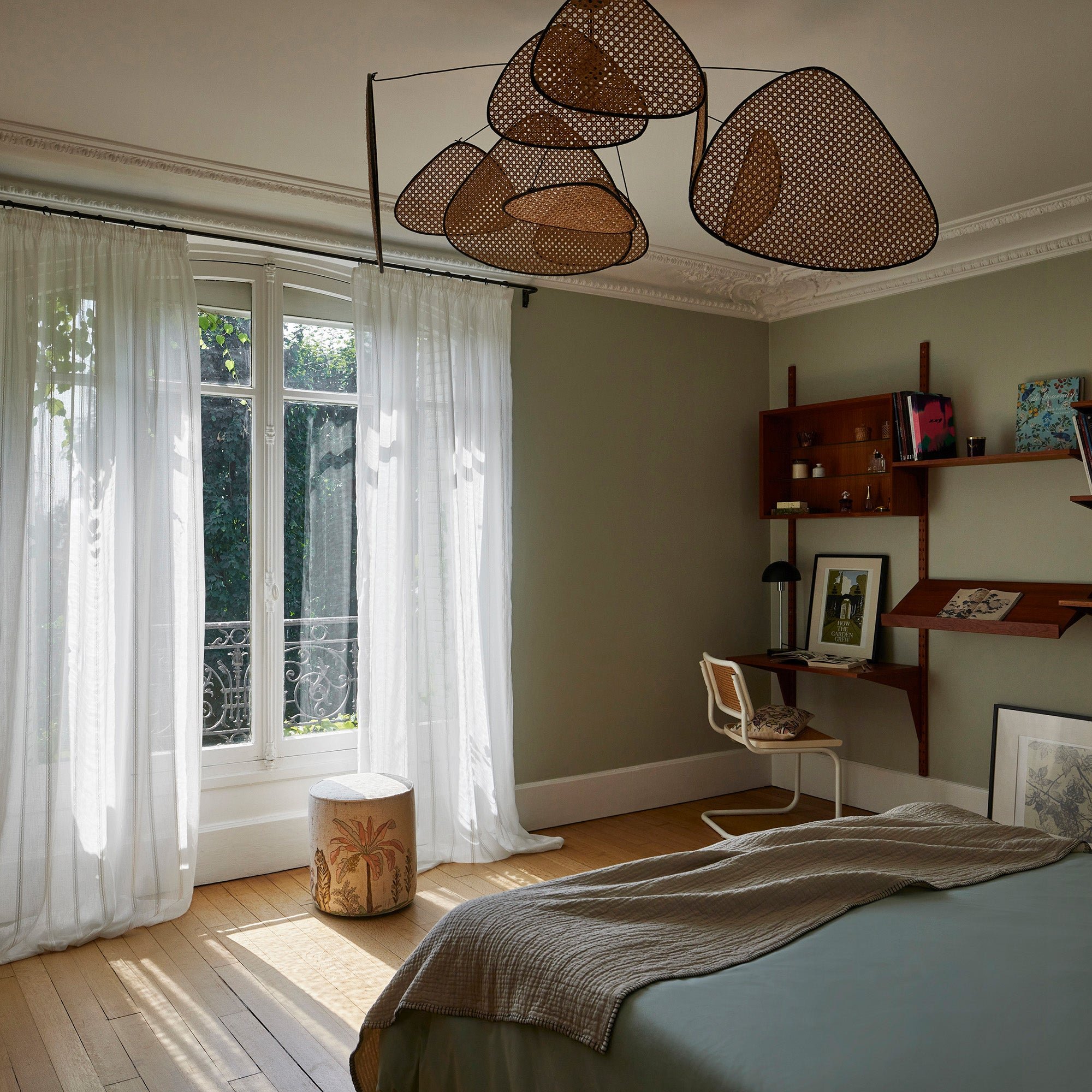 Curtain with gathered ribbon trim MADURA White