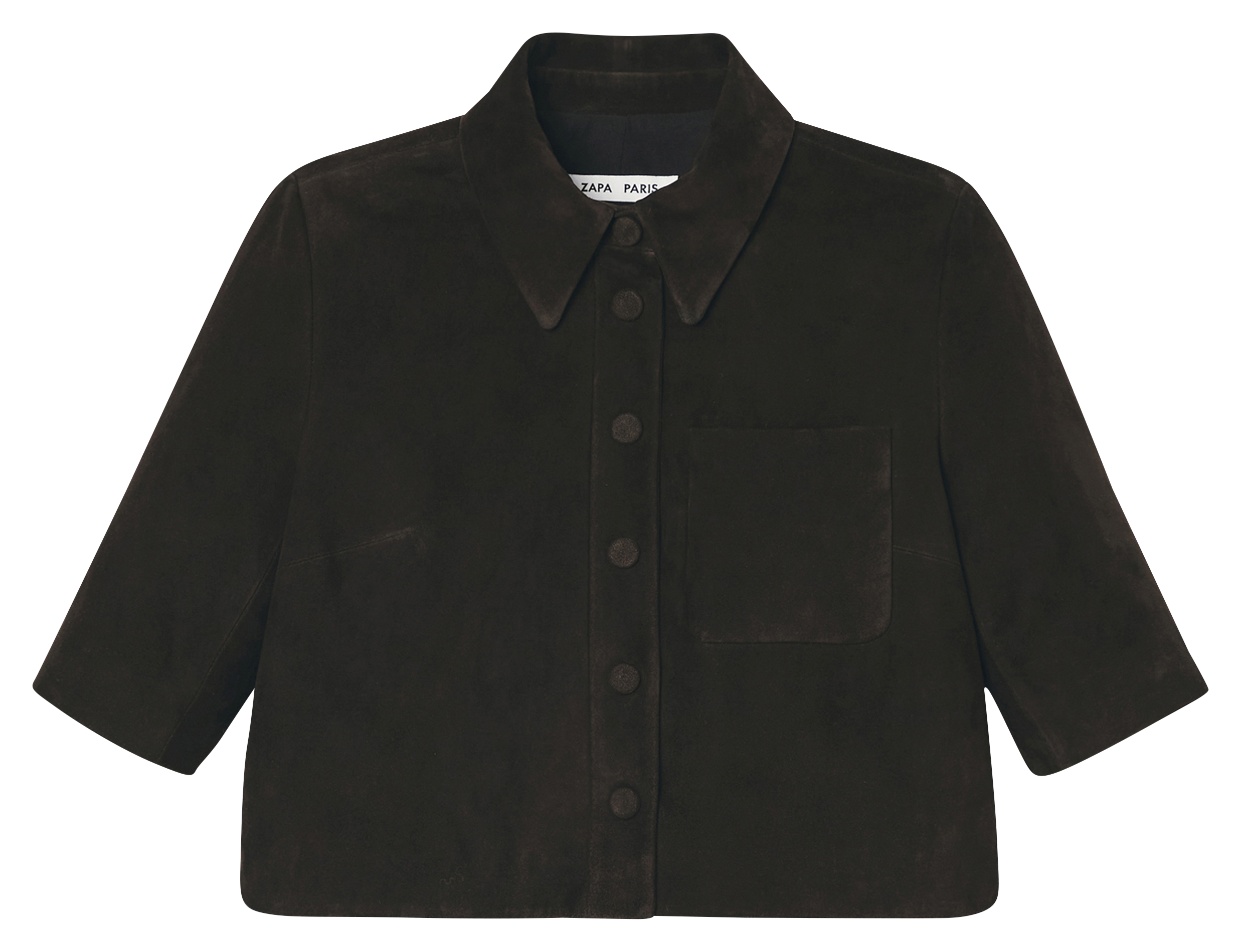 Straight suede leather shirt Chocolat Zapa Women Place des
