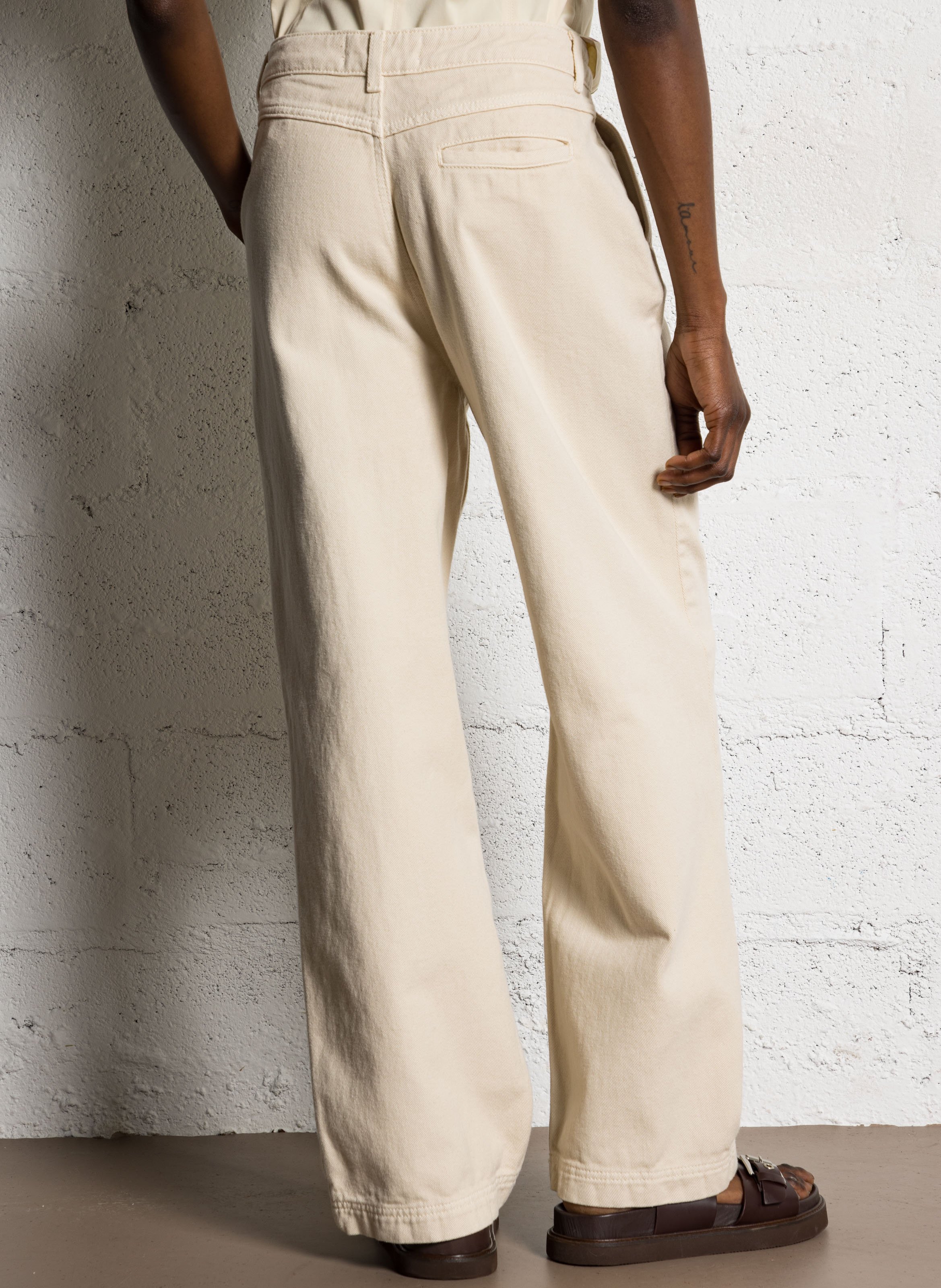 Katoenen rechte broek met hoge taille BELLEPIECE Beige