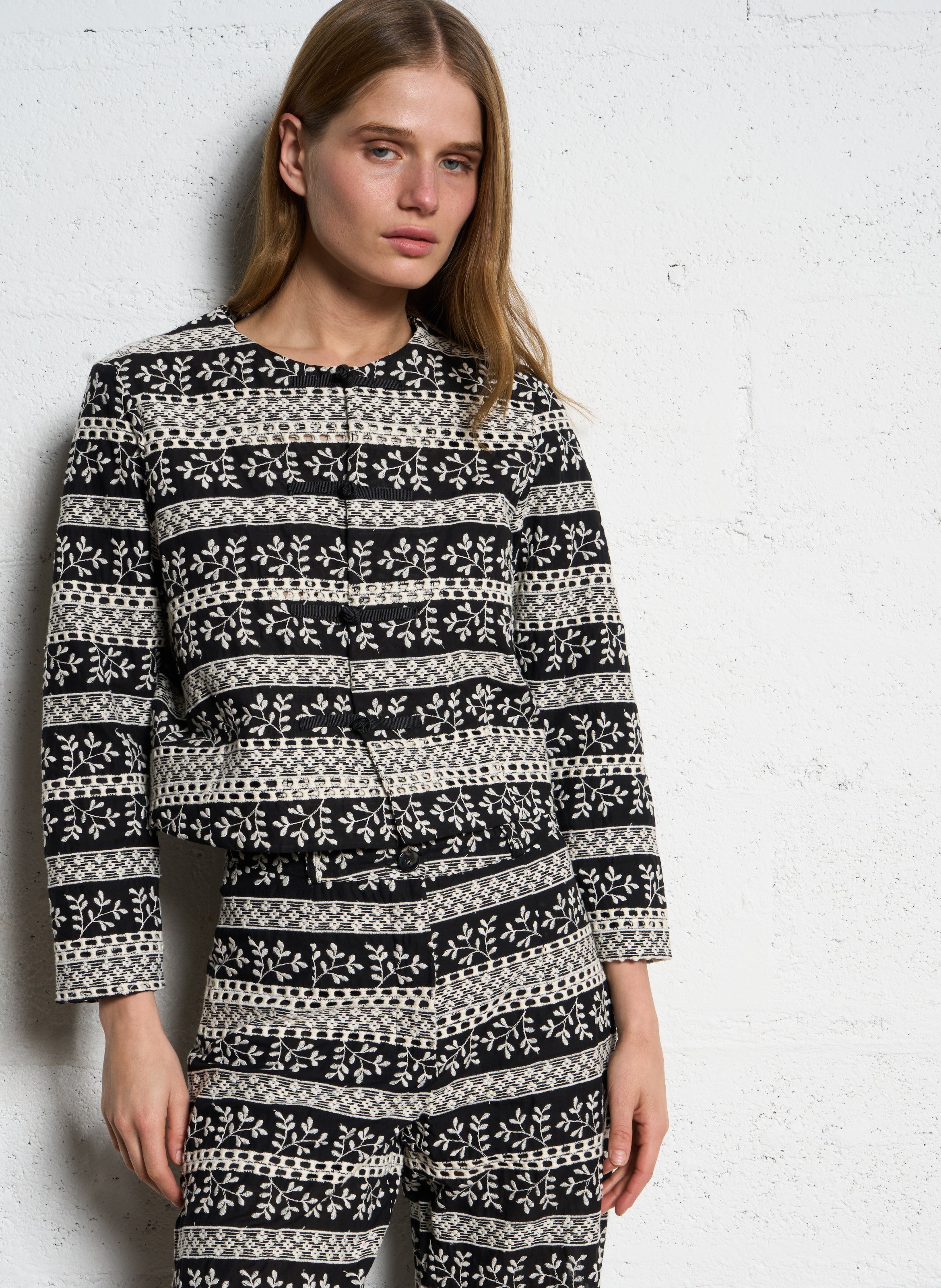 Cotton-blend jacket with Victorian collar SOPHIE+LUCIE Black