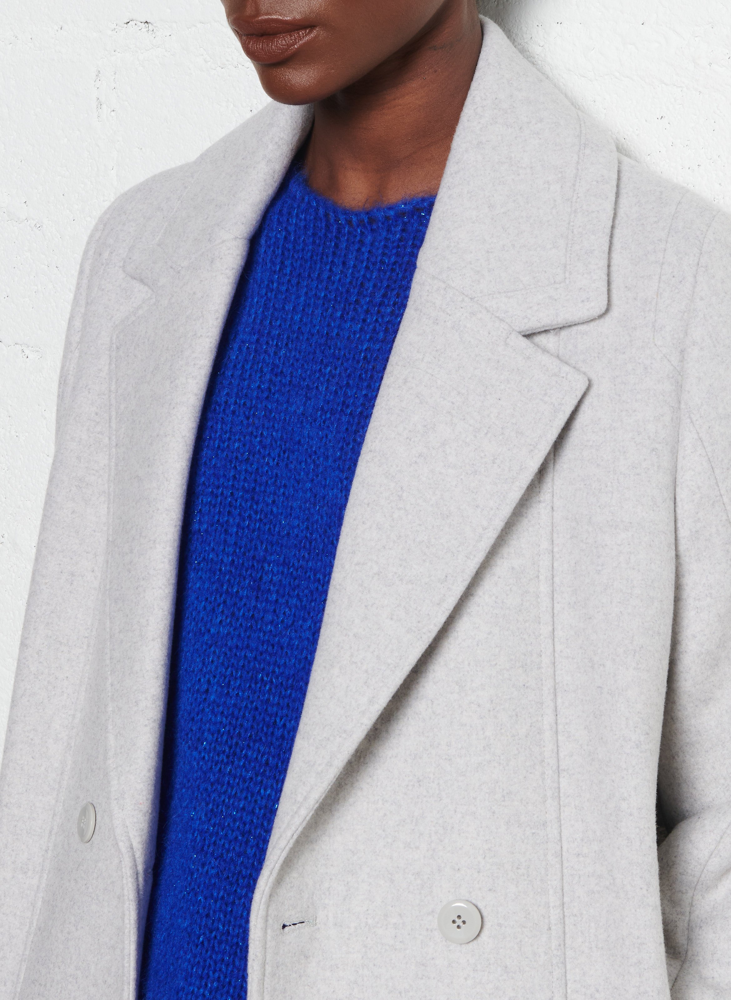 Manteau droit en laine mélangée ONE STEP Gris