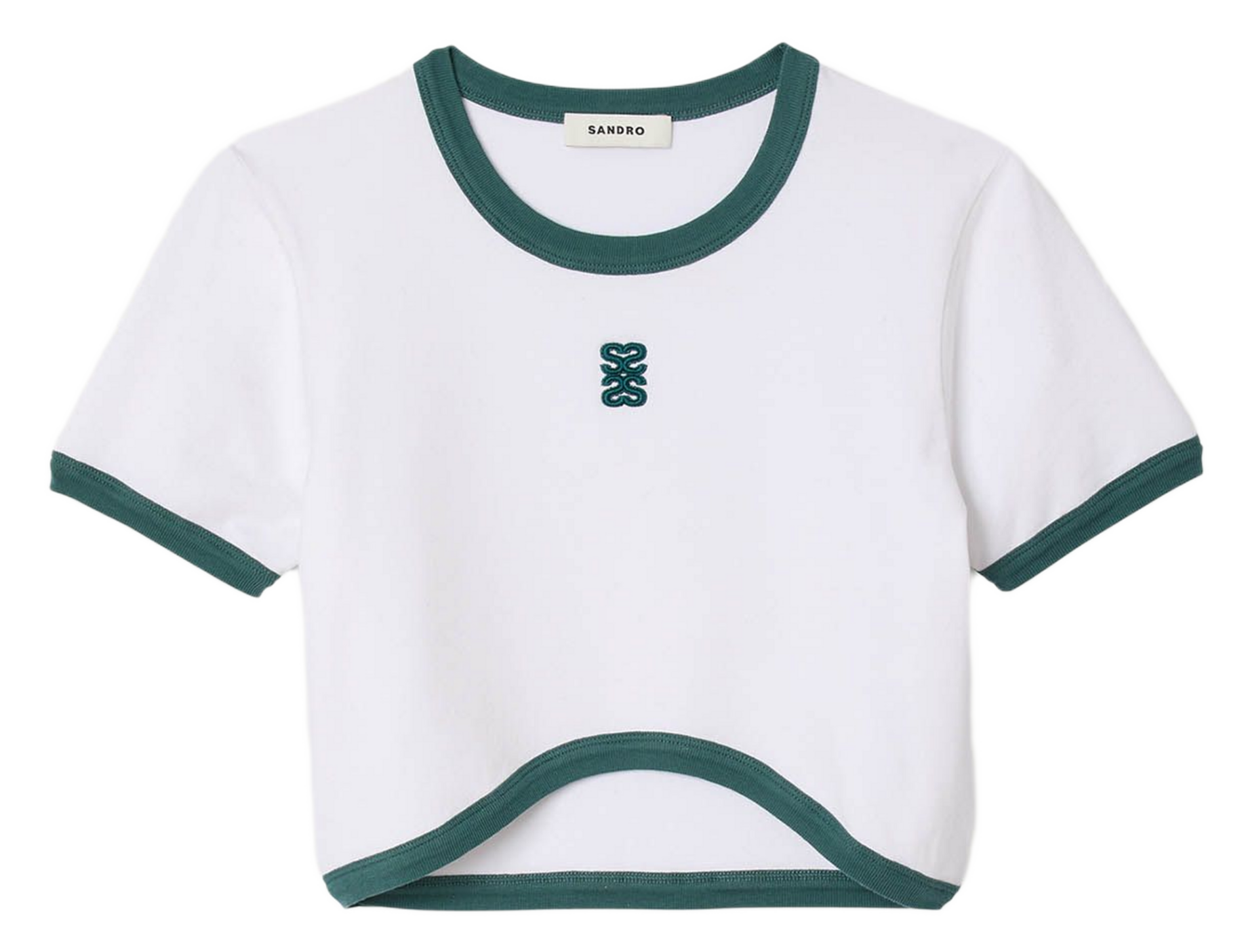 Tee-shirt col rond en coton SANDRO Blanc