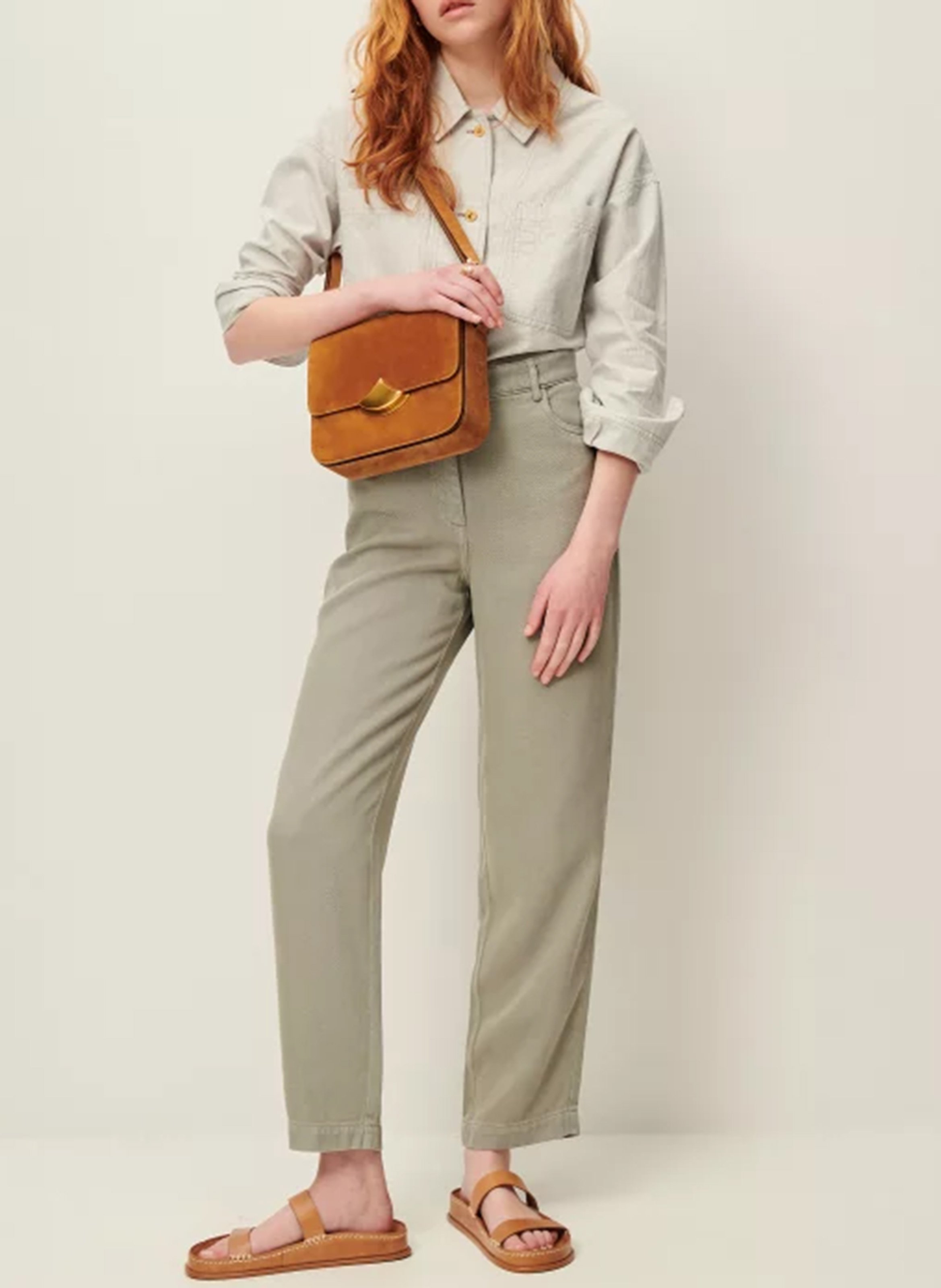 Sac bandoulière en cuir suédé Beige