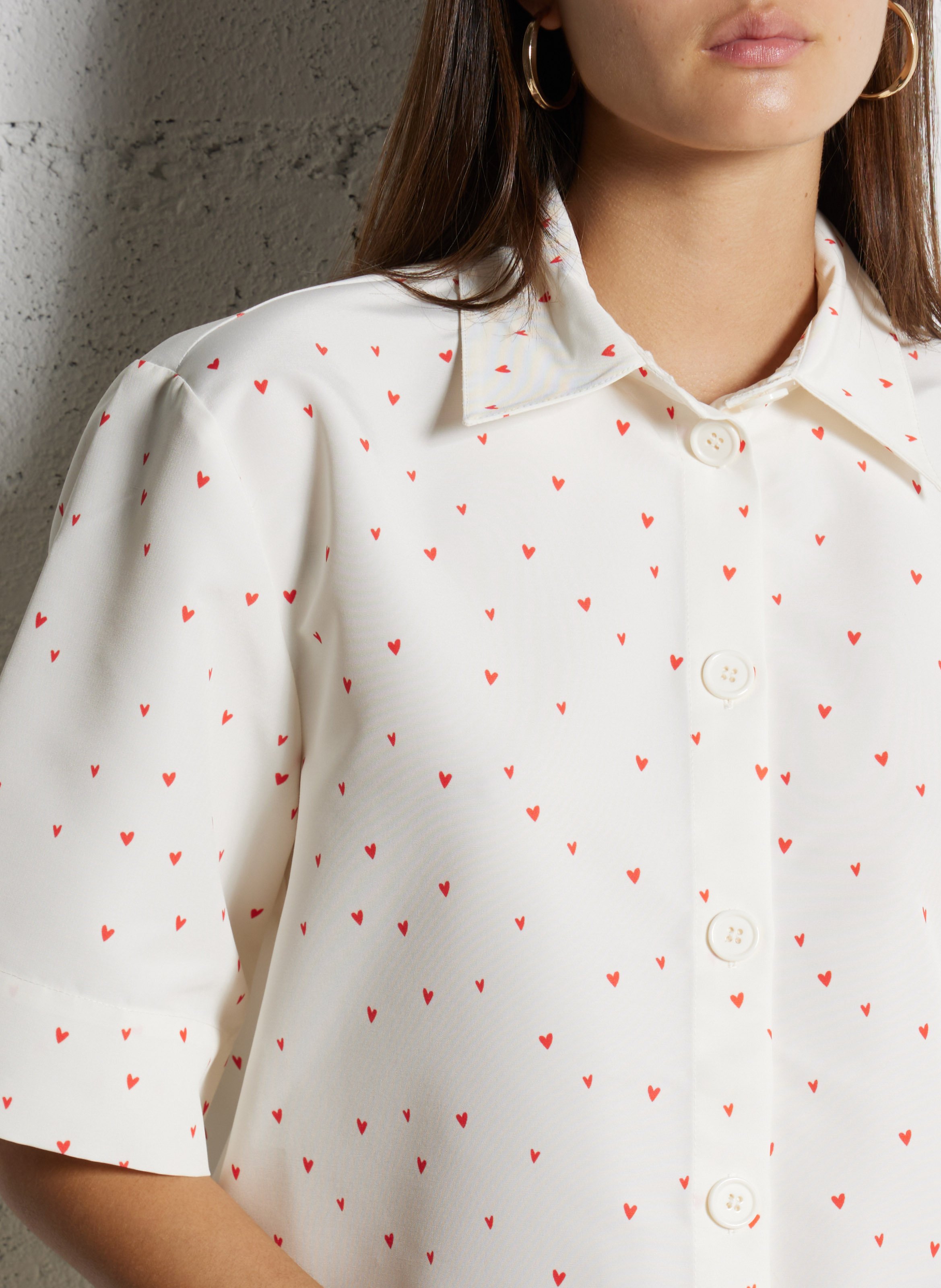Overhemd met klassieke kraag en hartjesprint Wit