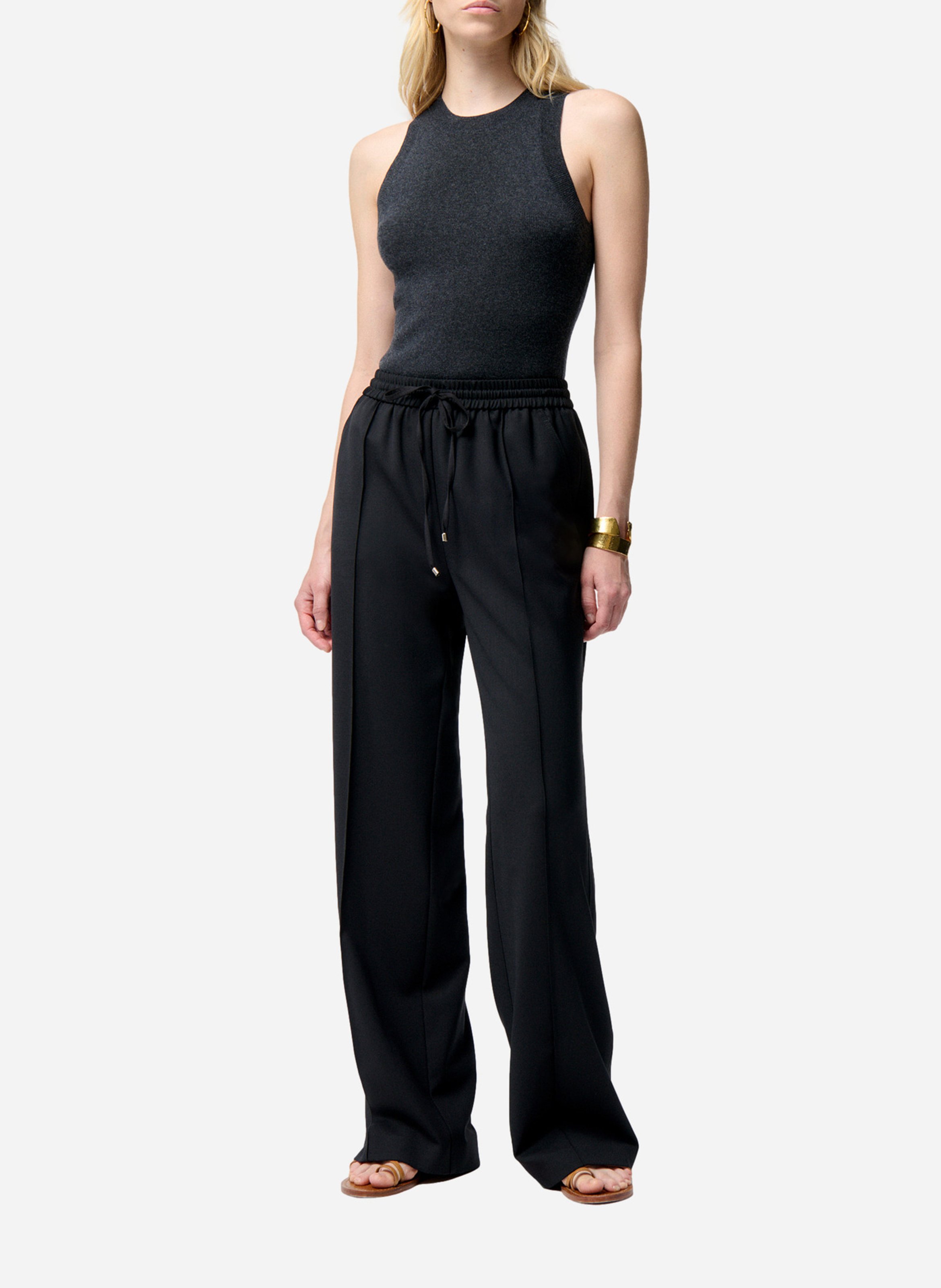 Pantalon à pinces fluide et léger Noir