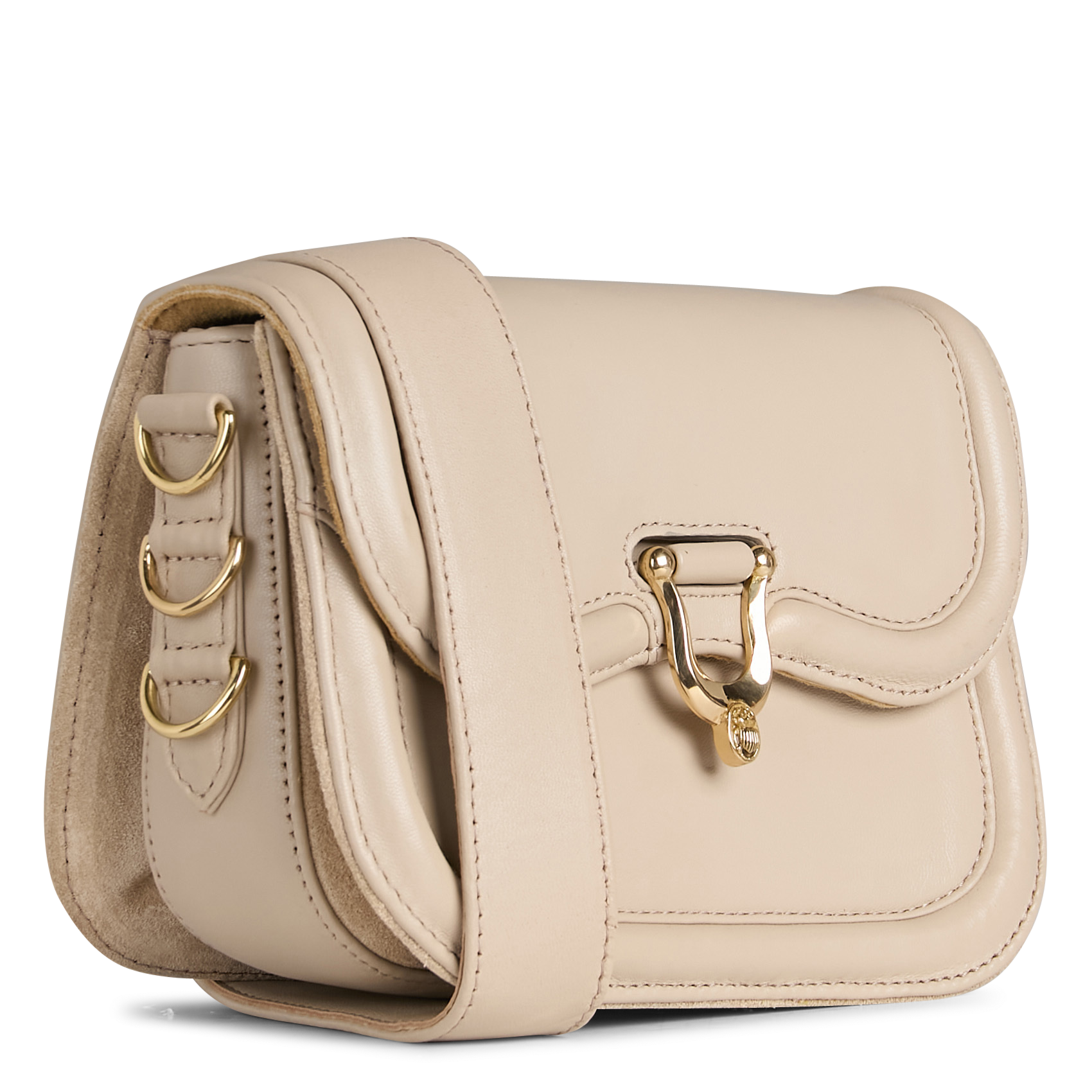 Sac bandoulière en cuir mélangé CLARIS VIROT Marron