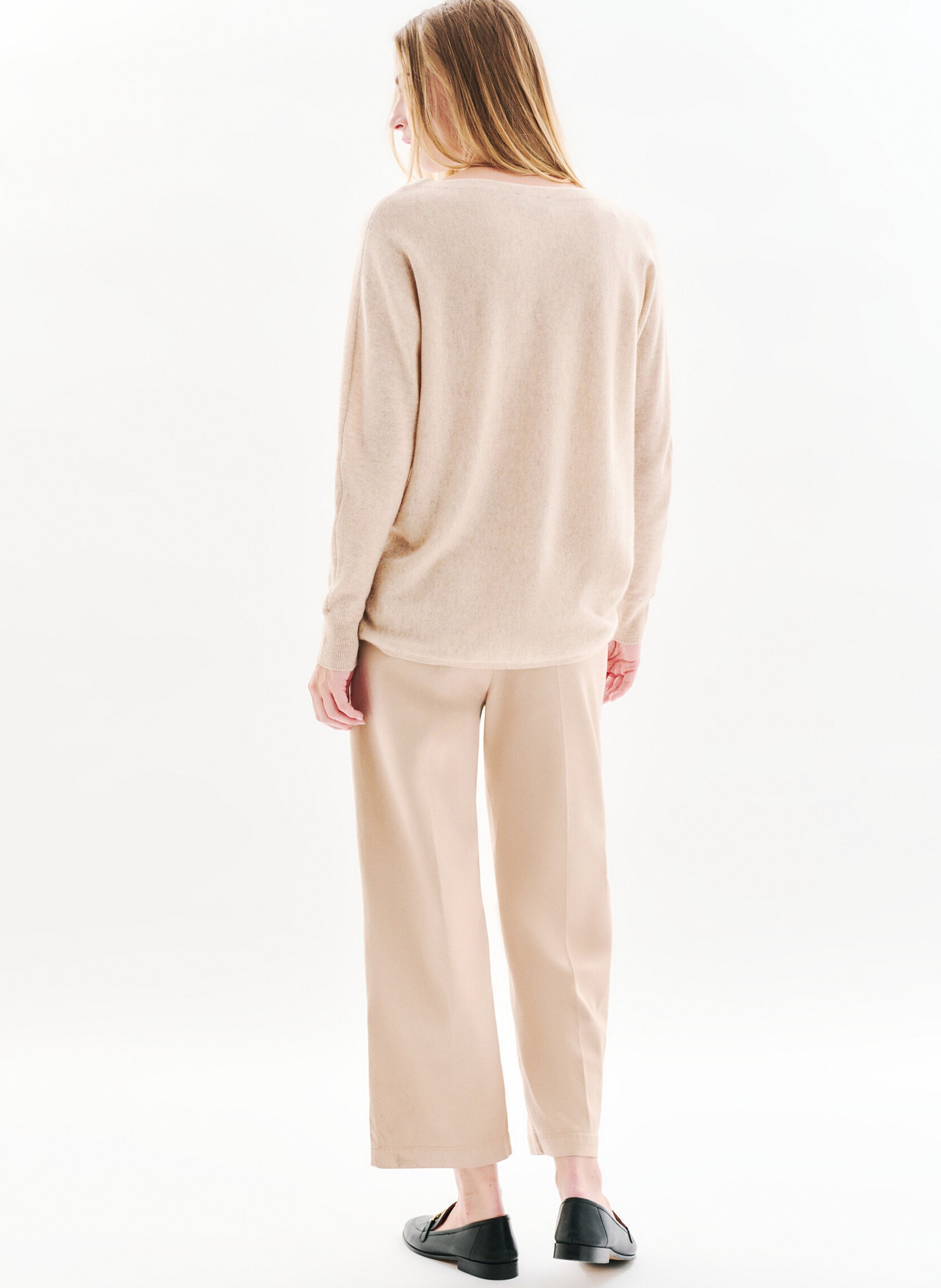 Pull col rond ample en cachemire CAROLL Gris