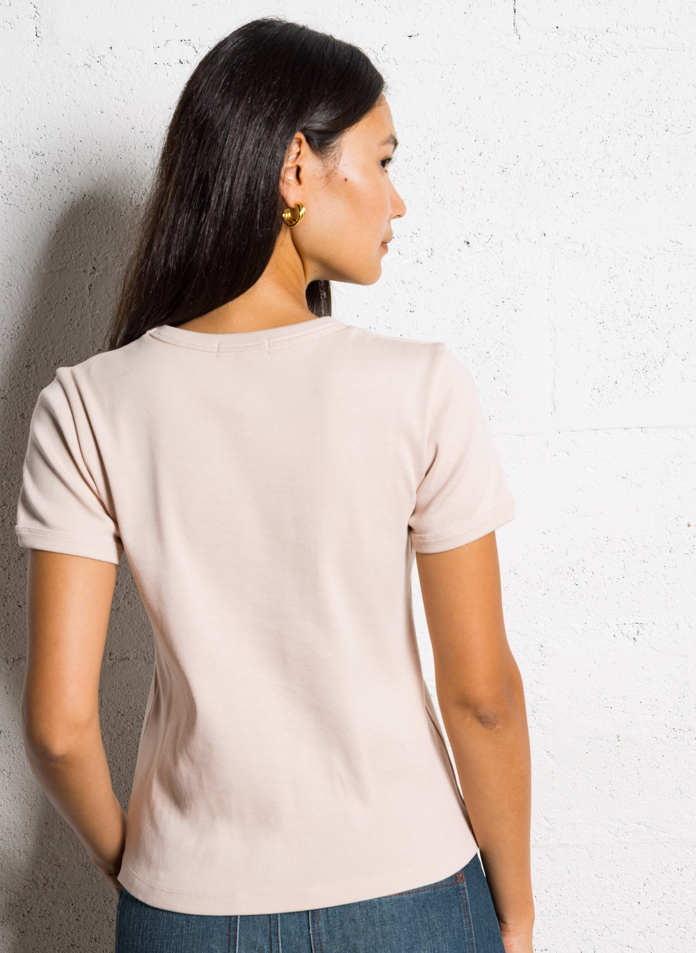 Tee-shirt ajusté en coton SOEUR Rose