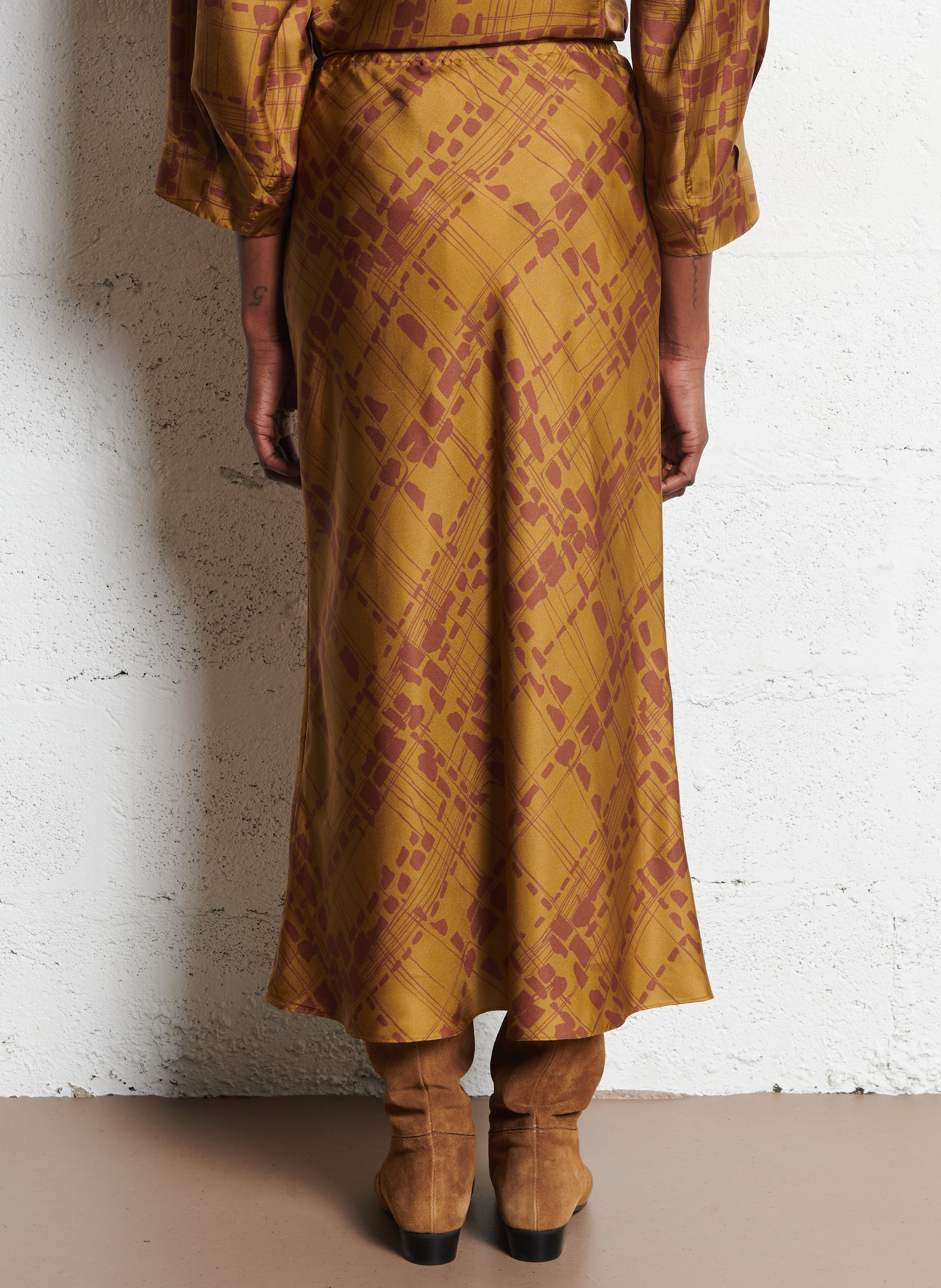 Halflange gerende rok van zijde SOEUR Veelkleurig