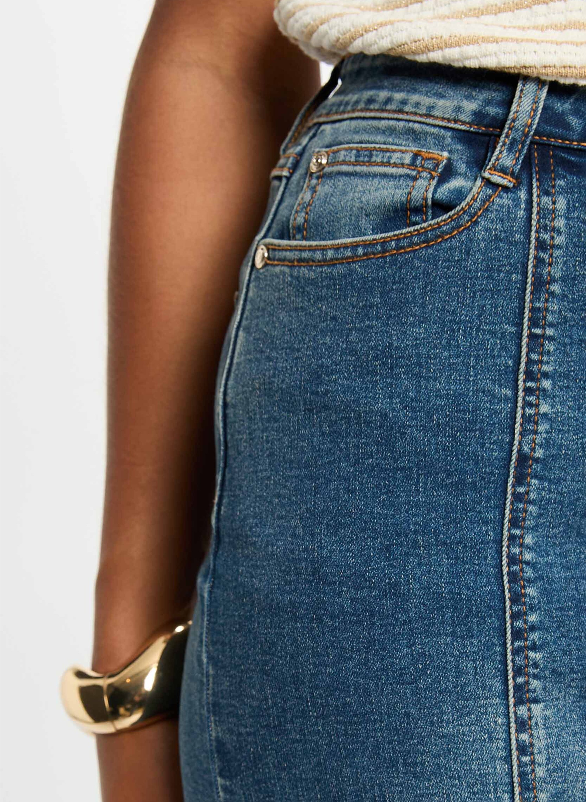 Jupe midi en denim MORGAN Bleu