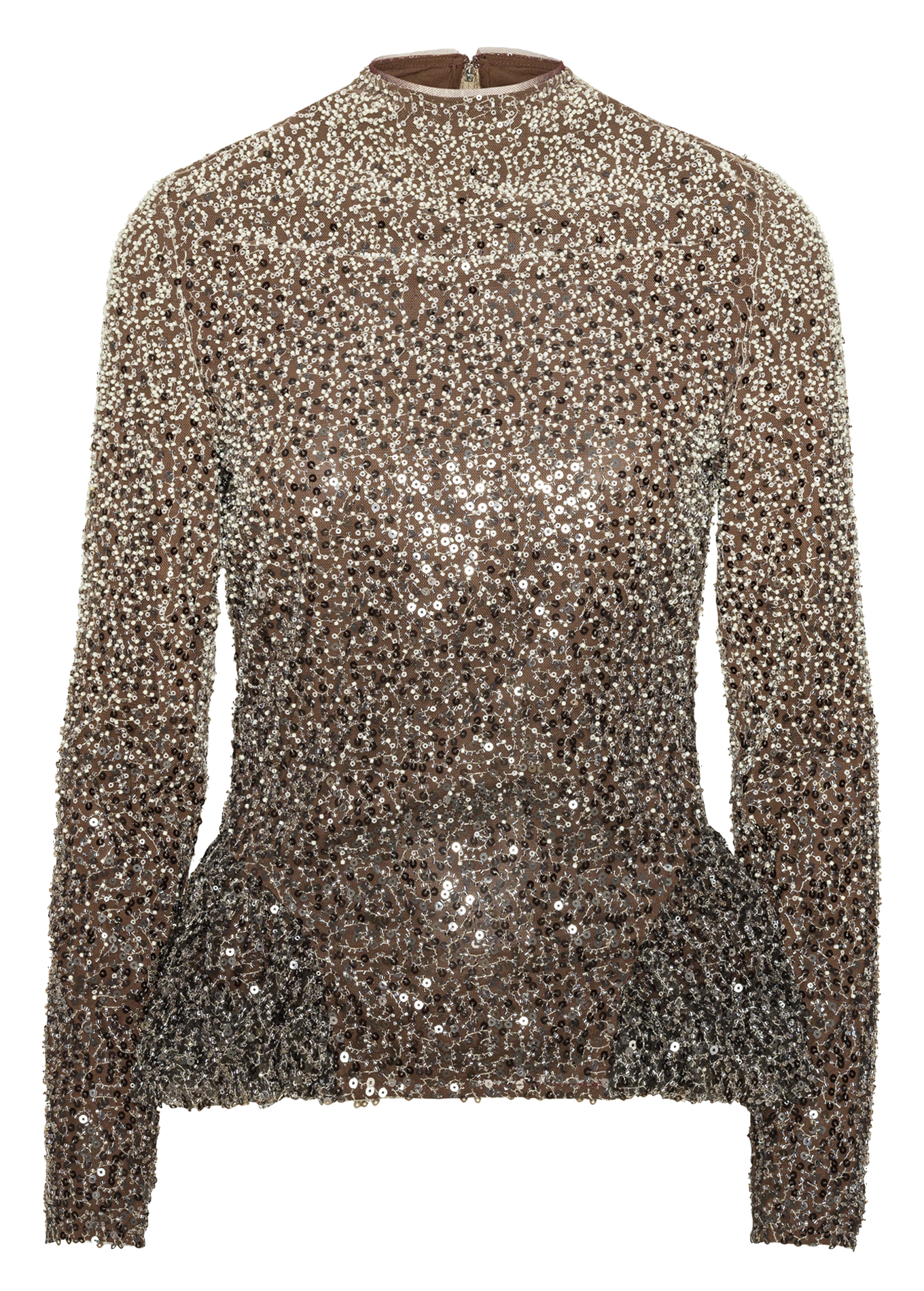 Fitted high-neck top in recycled fibers ROTATE Brown