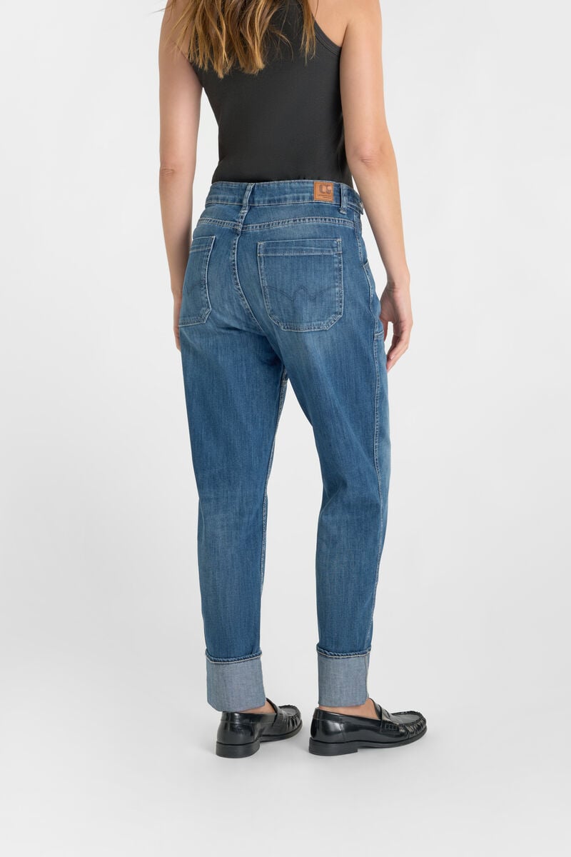 Loose, oversized girlfriend high-waisted jeans, length 34 LE TEMPS DES CERISES Blue