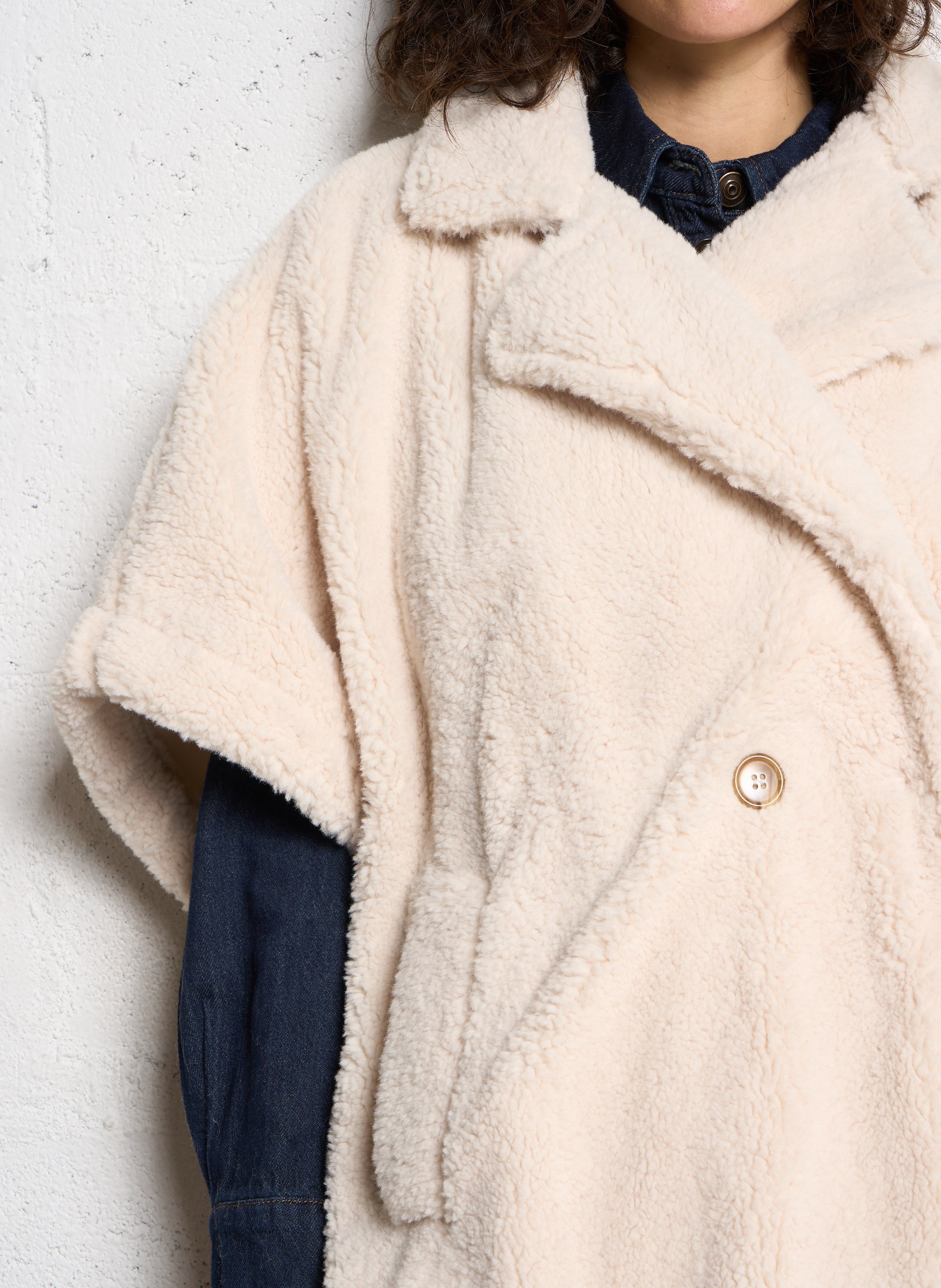 Oversized faux fur cape IKKS Beige