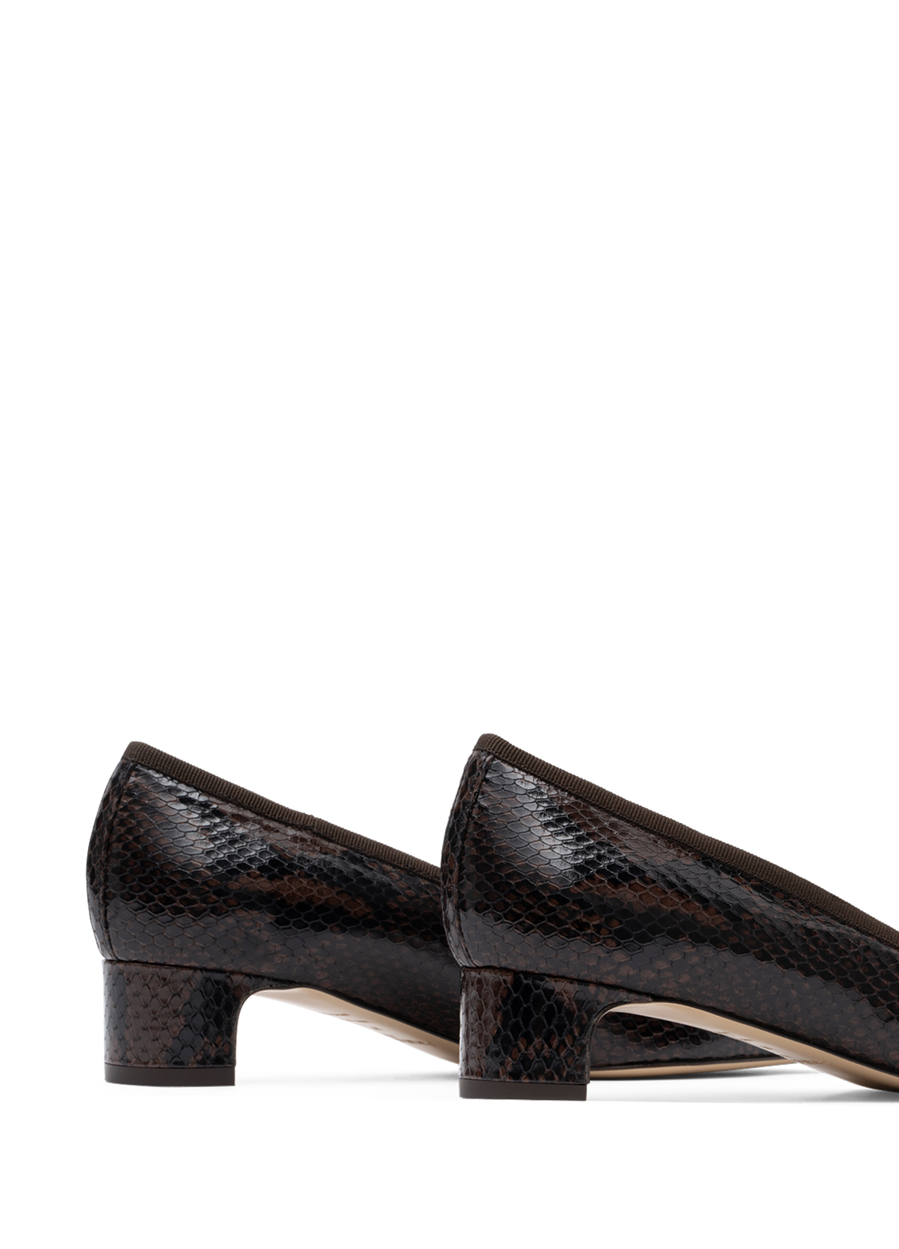 Snake print leather ballerina flats PARALLELE PARIS Brown