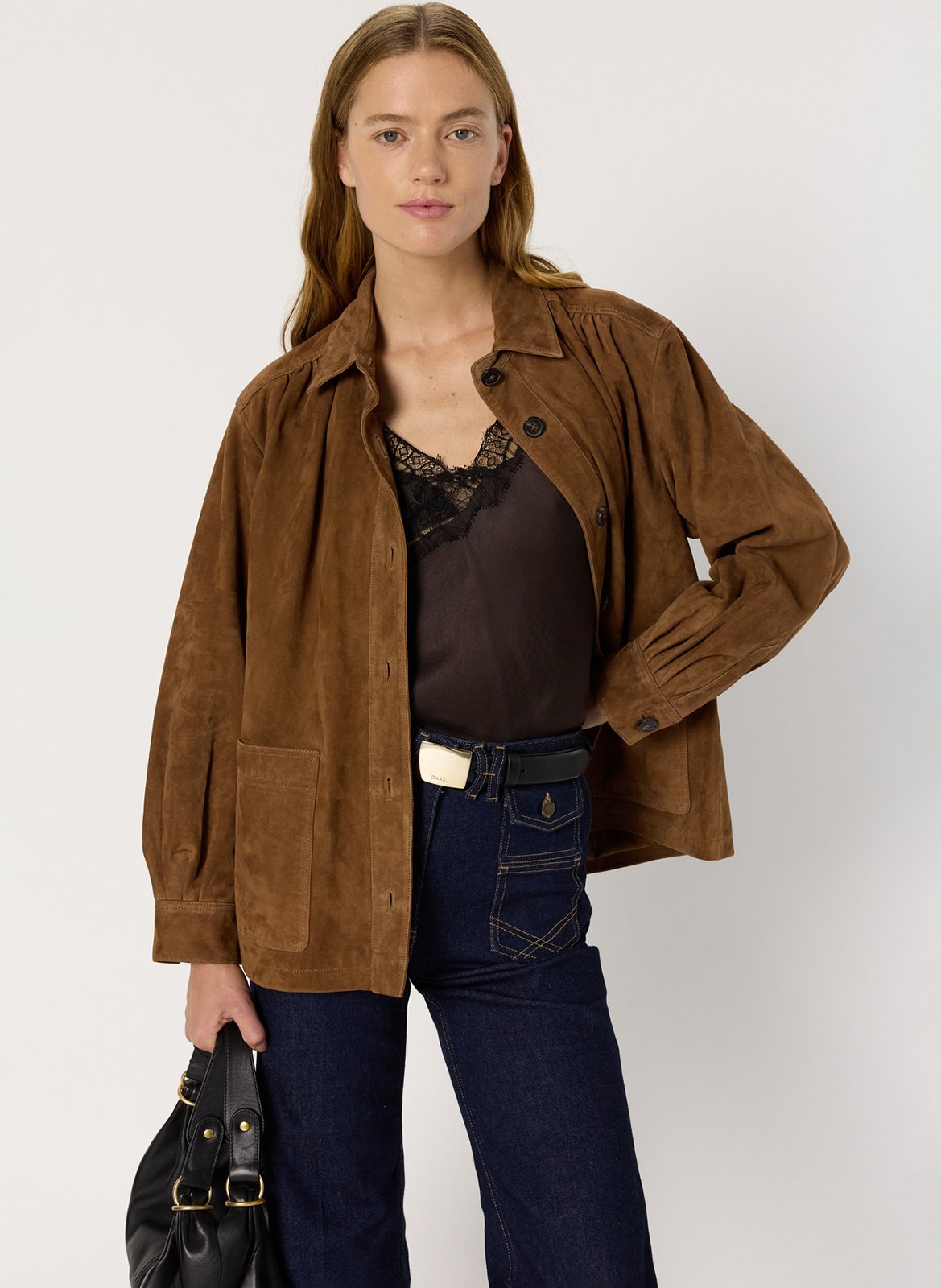 Veste col classique en cuir  GERARD DAREL Marron