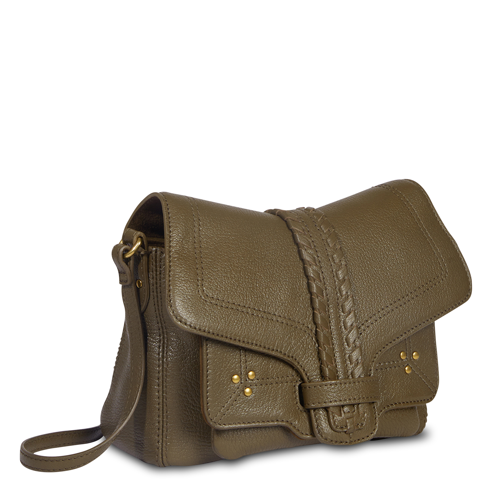 Sac bandoulière à rabat en cuir JEROME DREYFUSS Khaki