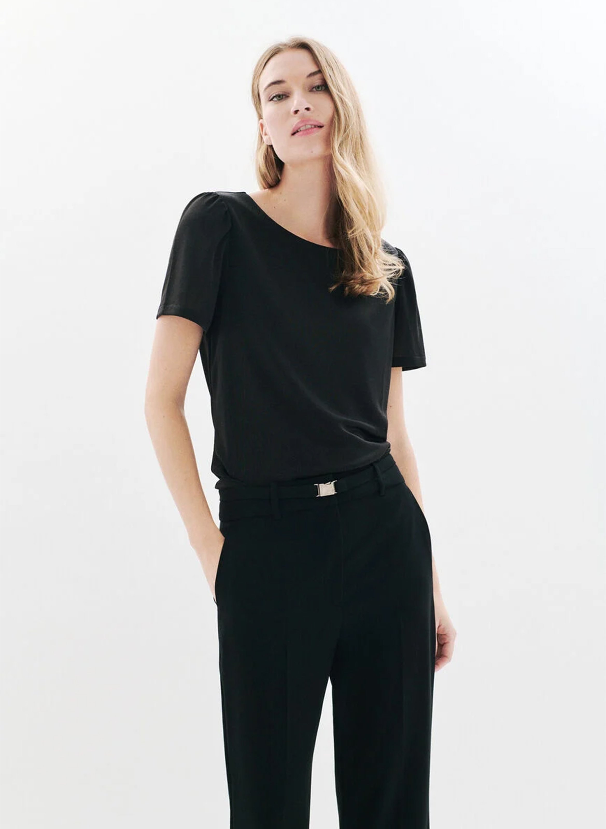 Metallic round-neck T-shirt CAROLL Black