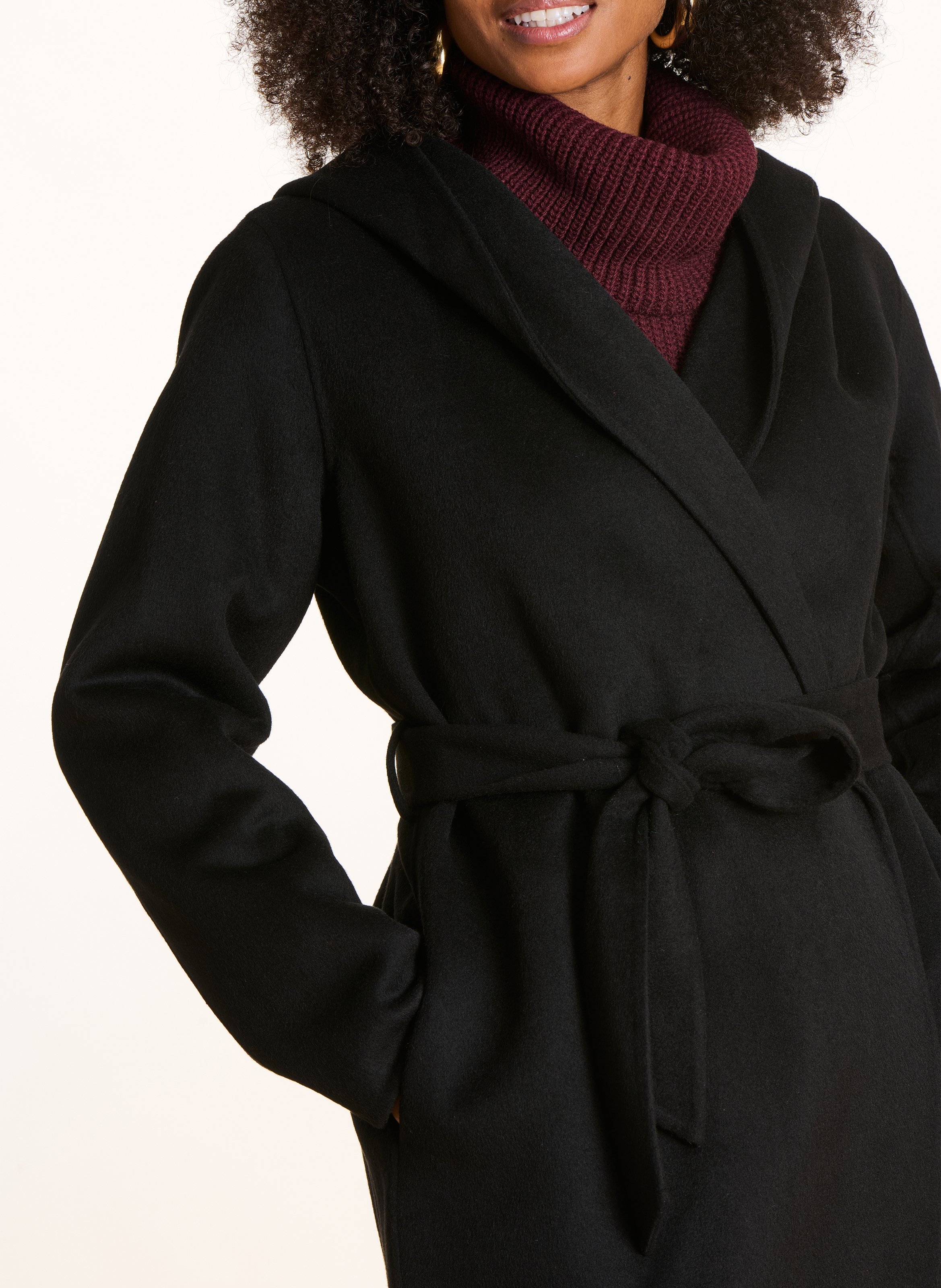 Gerader Mantel mit Schalkragen aus recycelter Mischwolle LA FEE MARABOUTEE Schwarz