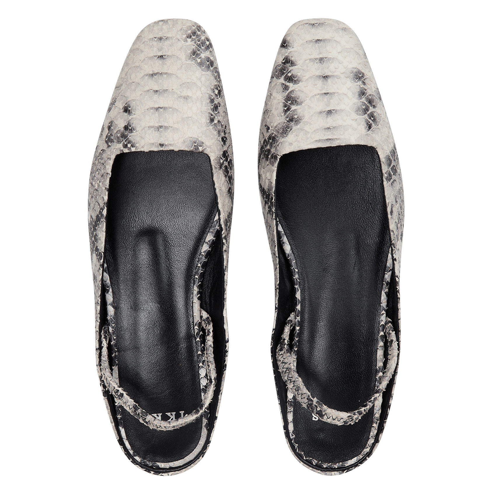 Python effect leather slingback ballerina flats IKKS White