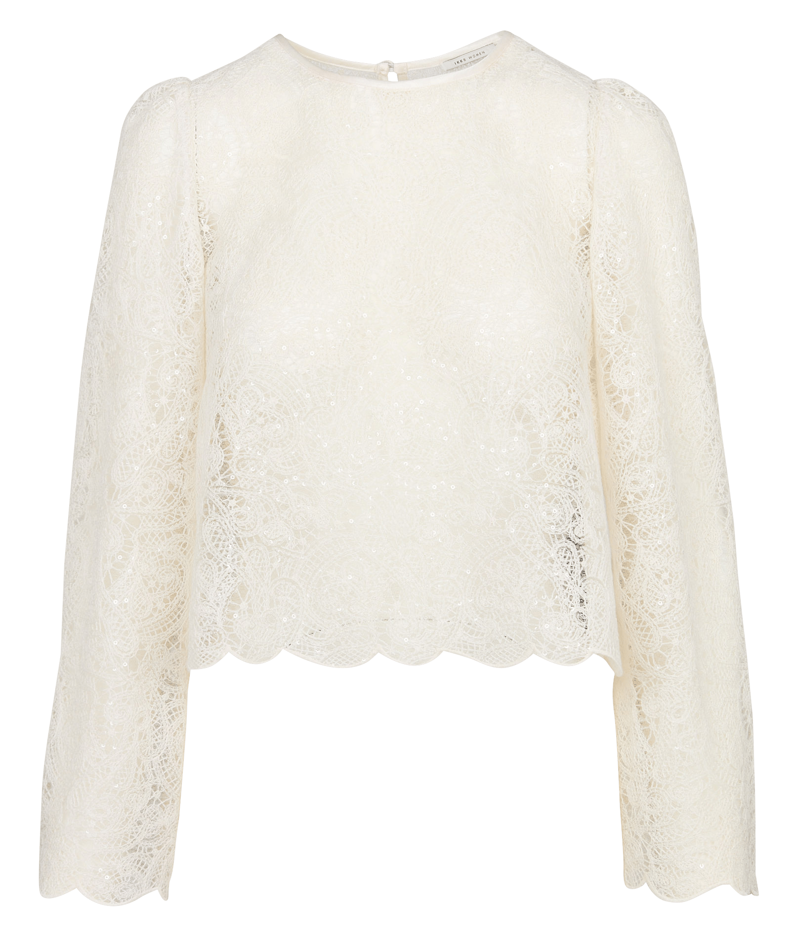 Straight round-neck lace top IKKS White