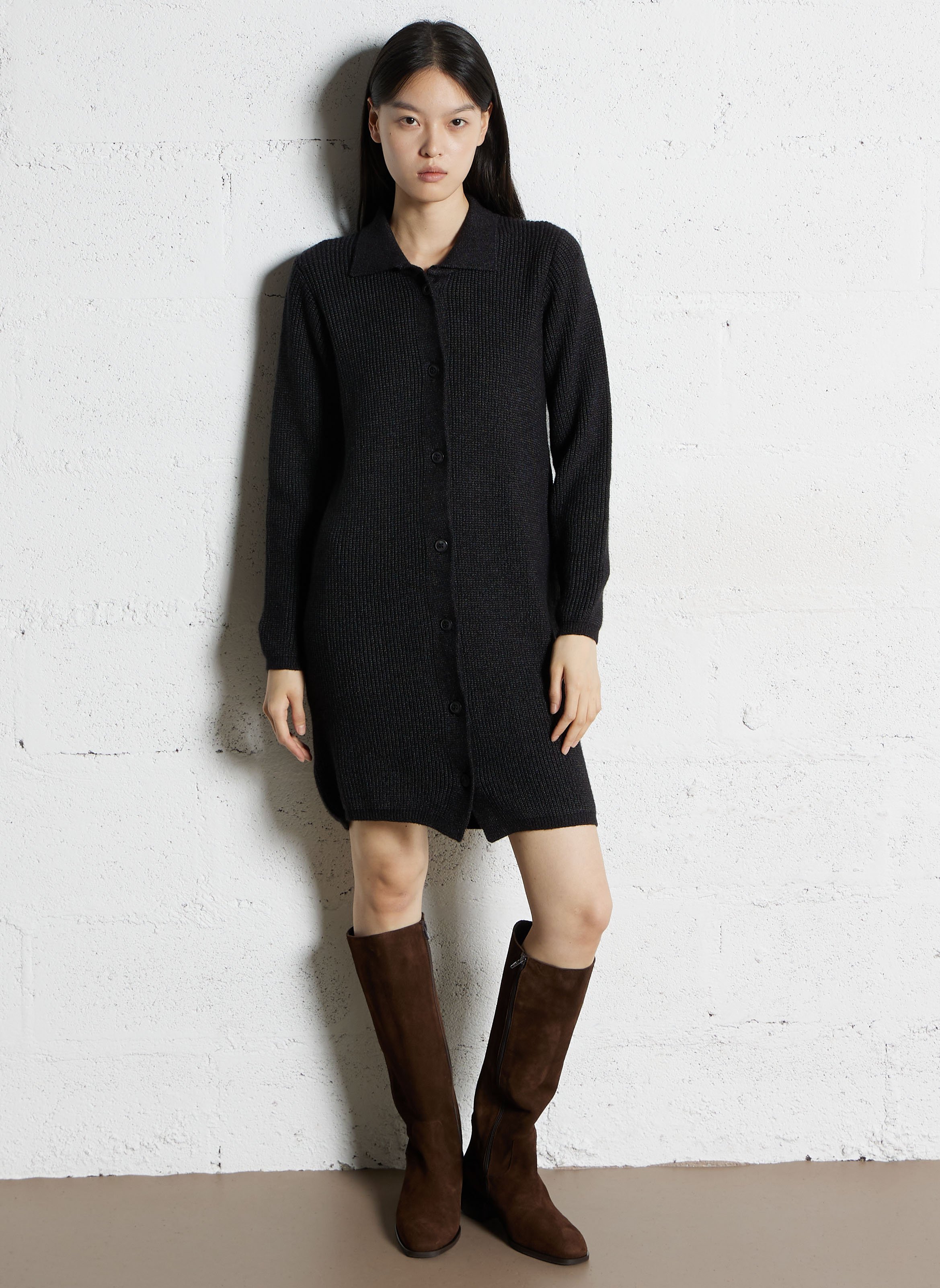 Vestito corto in maglia lavorata a maglia I CODE Grigio