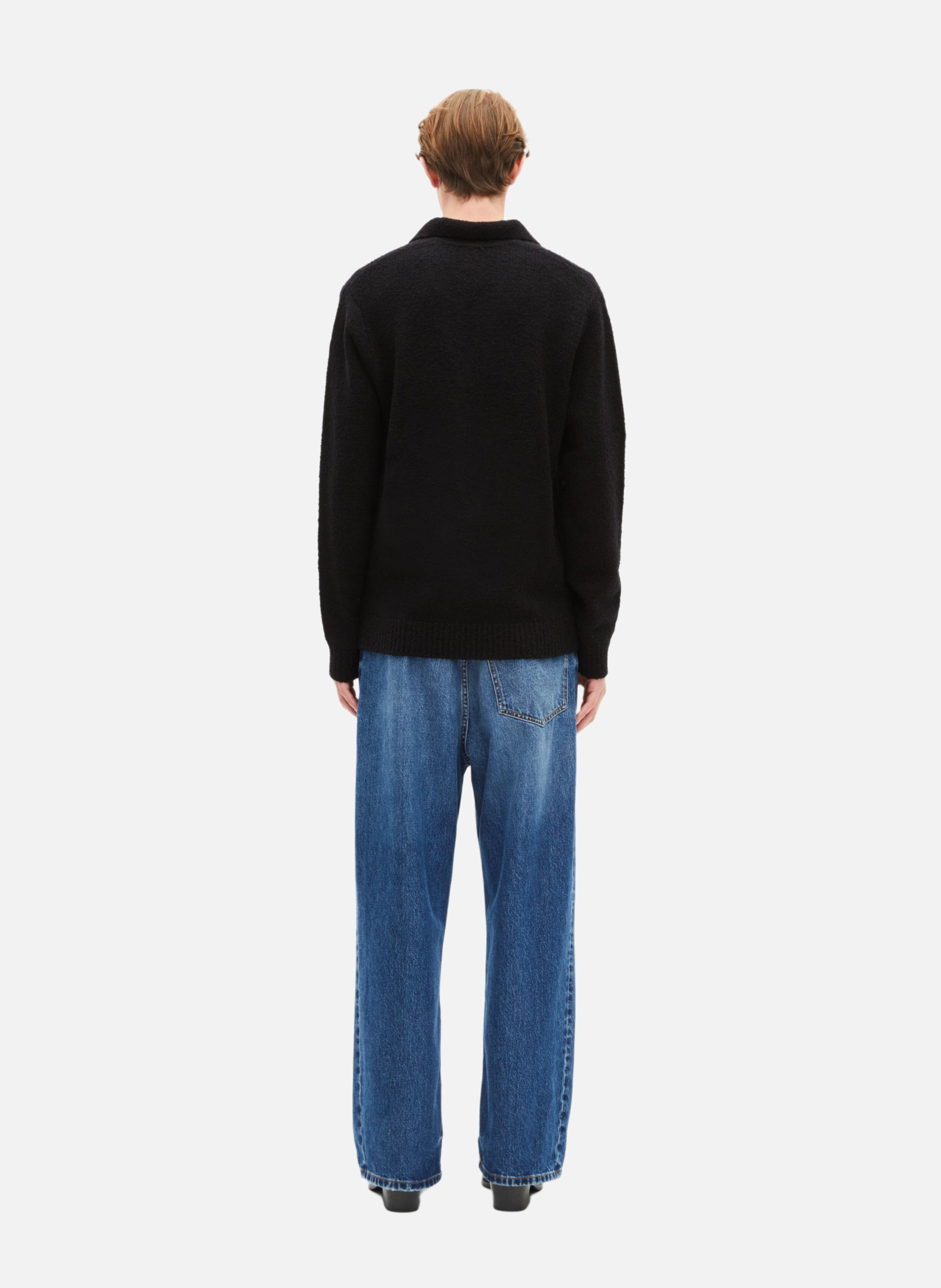 Plain long-sleeved sweater with lace-up neckline THE KOOPLES Black