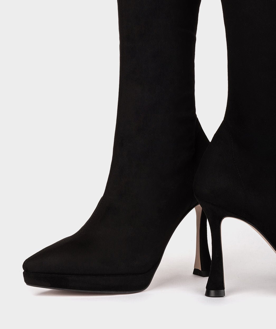 High Heel Stretch Fabric Black Suede Effect Boots PEDRO MIRALLES Black