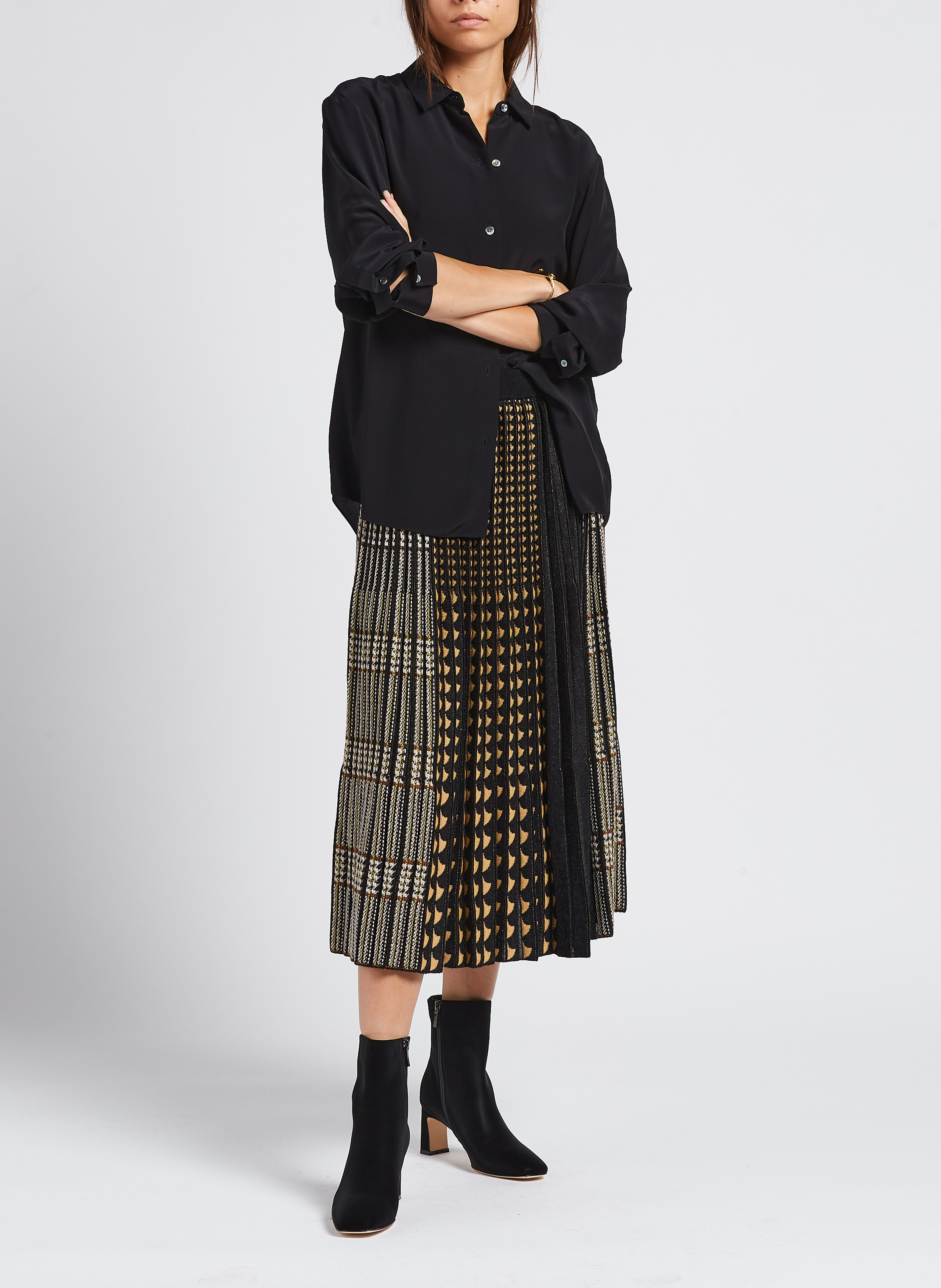 Midi Plissee Jacquard Rock MES DEMOISELLES Schwarz